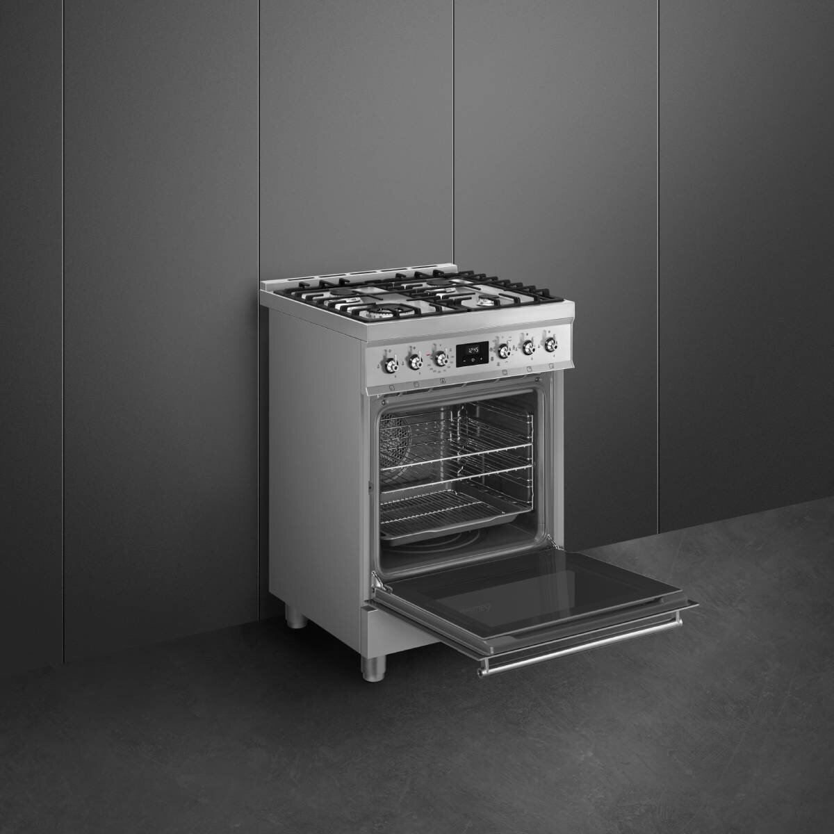 Smeg CS6GMXA2 60cm Classic Freestanding Gas Cooker - Stainless Steel Built-in Oven with 4 Burners | Perfect for Modern Kitchens, Home Cooking & Professional Chefs