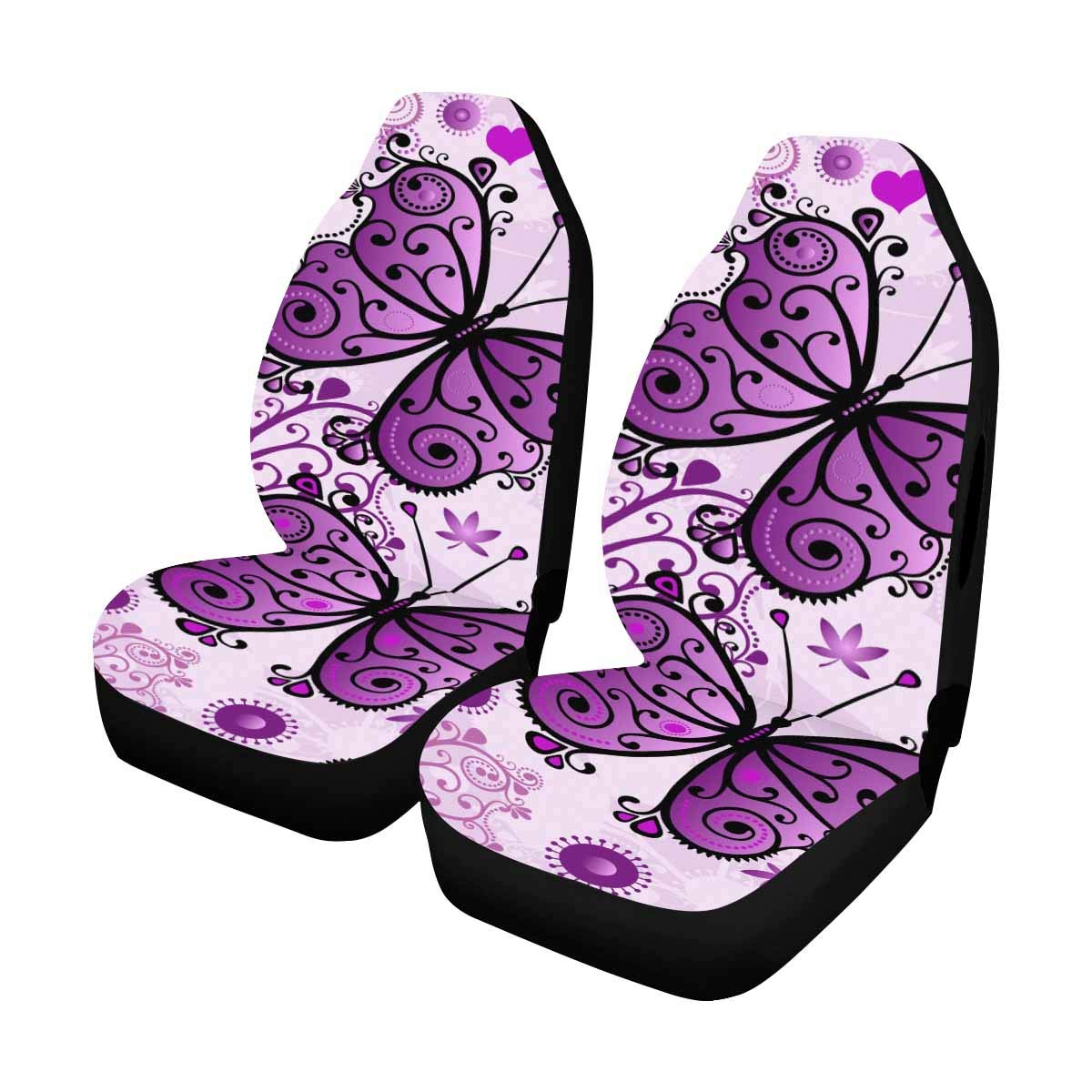 **InterestPrint Set of 2 Soft Elastic Car Seat Covers - Airbag Compatible, Blue Butterfly Pattern - Universal Fit for Cars, SUVs & Trucks - Protects Seats from Spills, Pets & Wear**