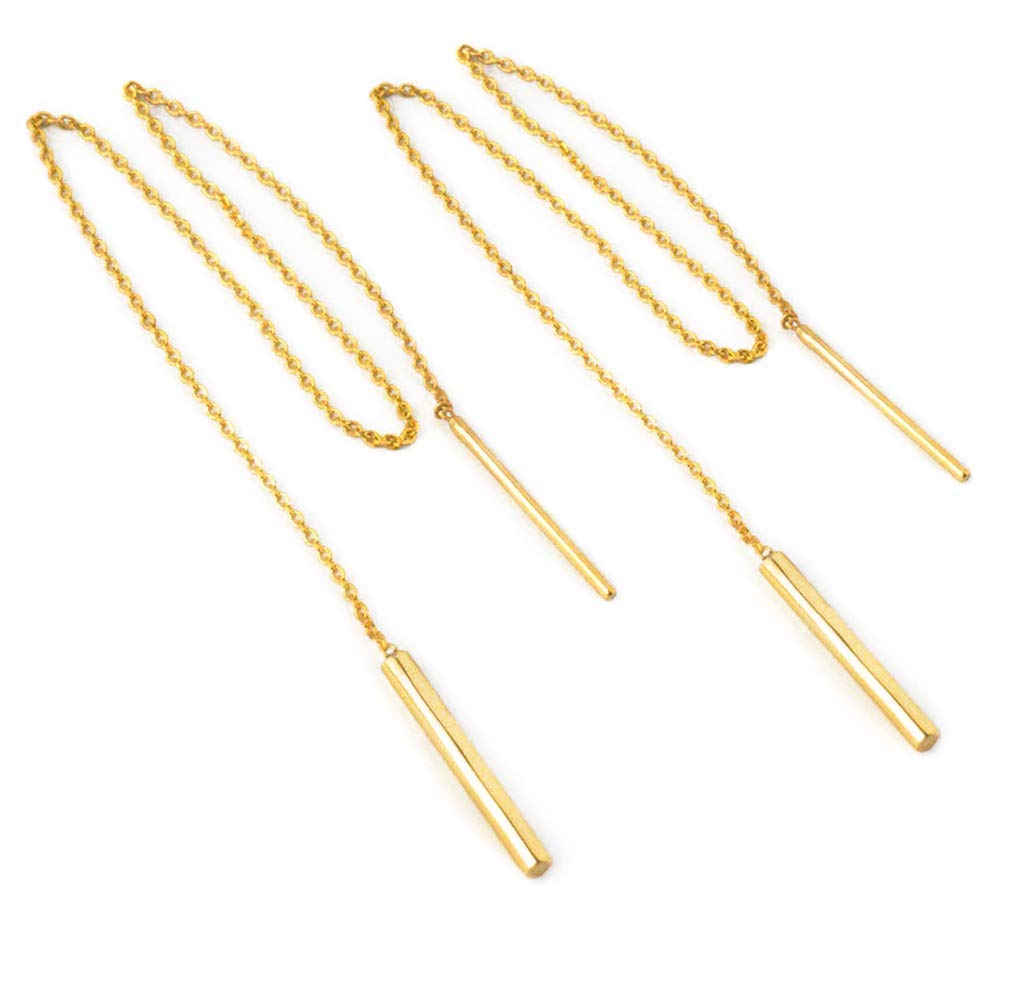 Elegant Jewelry Box - 9K, 14K & 18K Solid Gold Women's Threader Chain Earrings | Dangle Drop Earrings for Women | Unique Birthday Gift for Her | Perfect for Parties, Weddings & Special Occasions