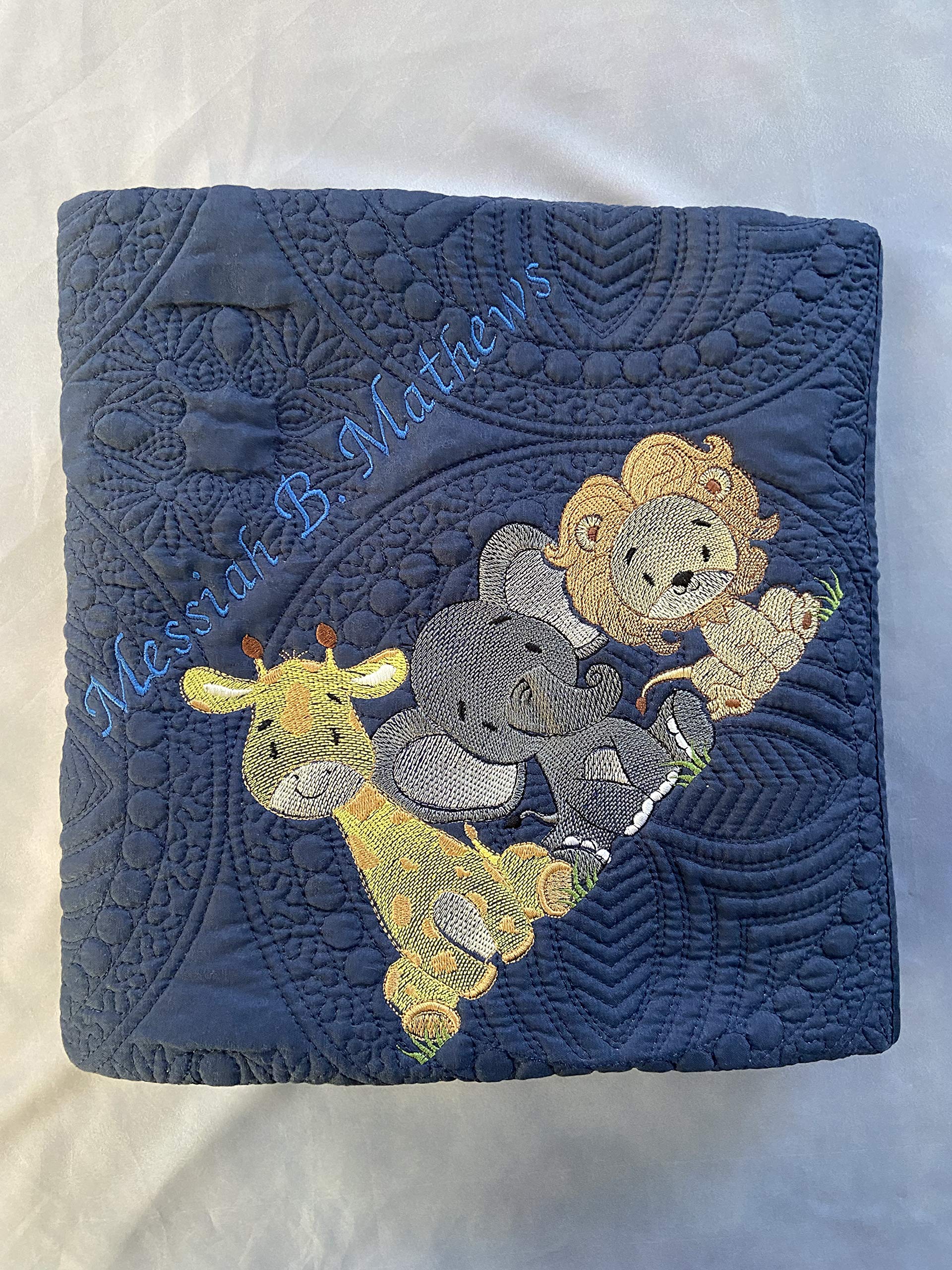 Personalized Baby Blanket - Custom Monogrammed & Embroidered Baby Quilt for Boys & Girls - Soft Nursery Blanket with Cute Animal Designs - Perfect Baby Shower Gift & Newborn Essentials for Crib, Stroller & Travel
