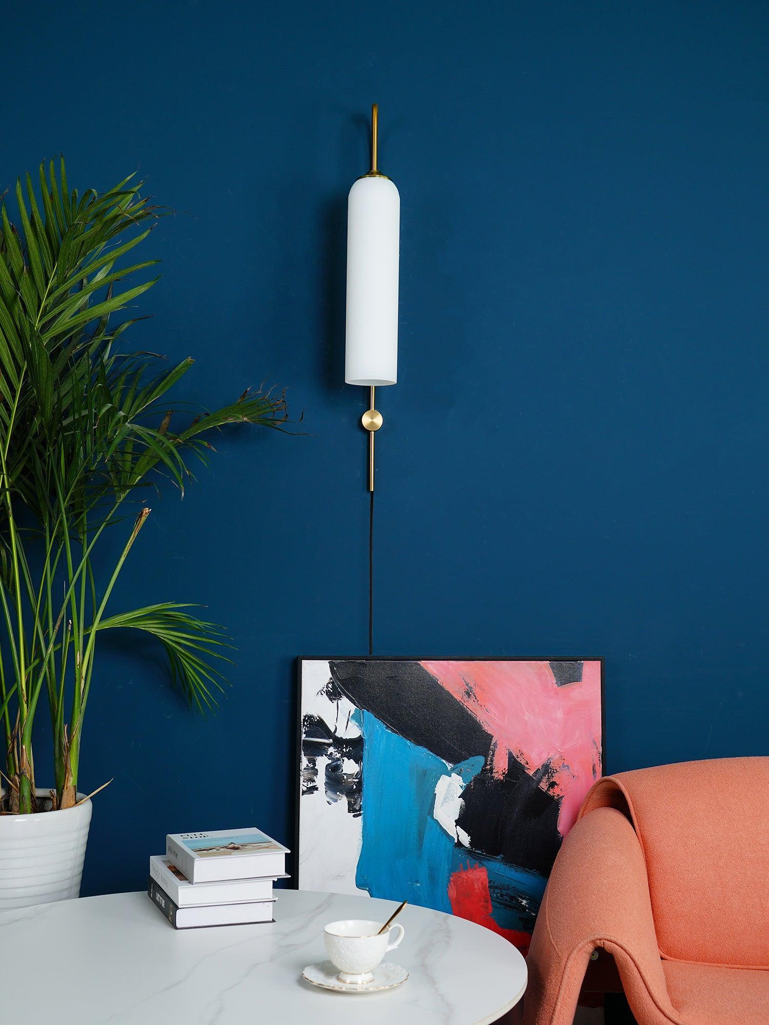 Modern Glass Plug-In Wall Sconce - Elegant Lighting Fixture for Bedroom, Living Room & Hallway Decor