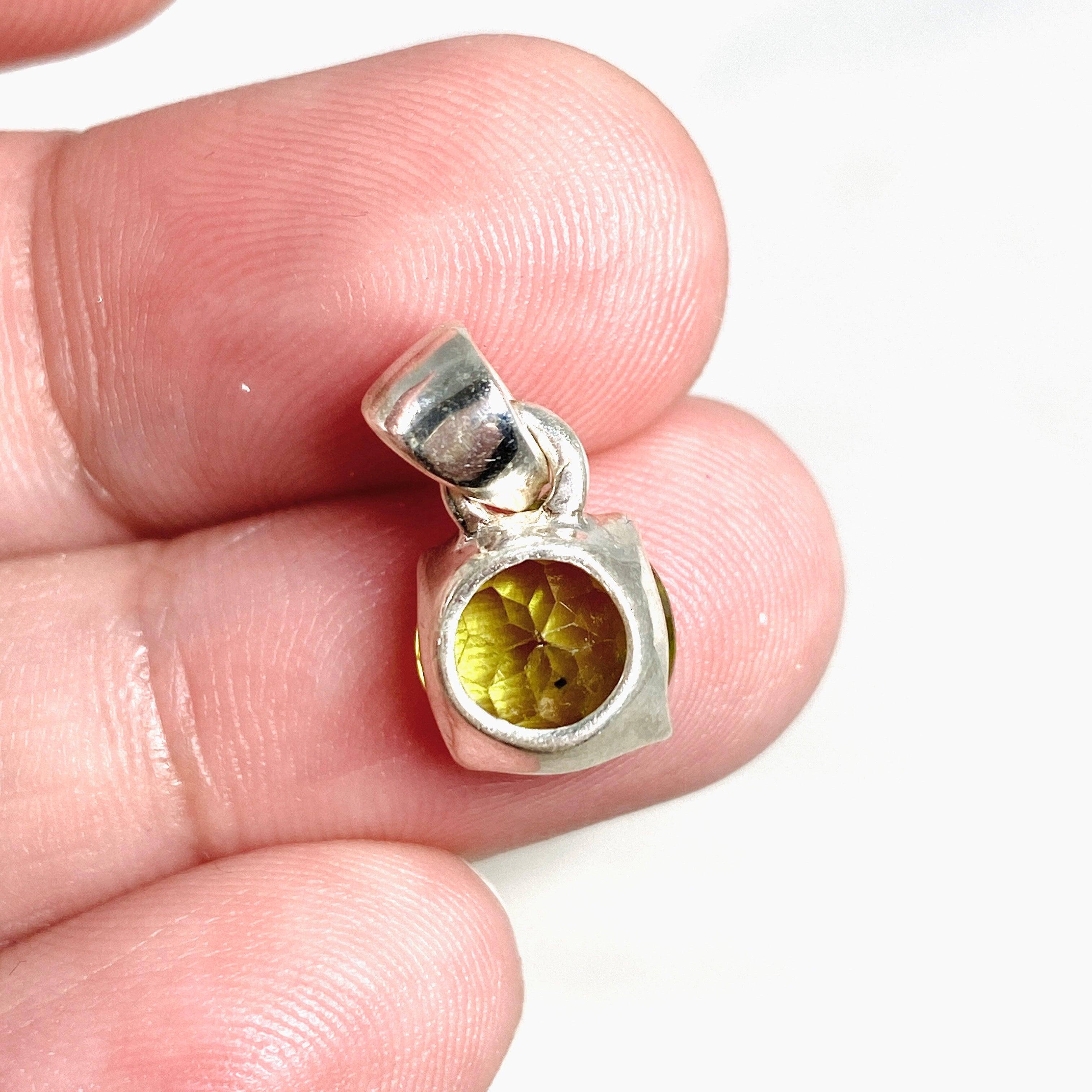 Natural Peridot Gemstone Round Faceted Pendant Necklace - 925 Sterling Silver Jewelry for Women - Perfect for Birthdays, Anniversaries & Everyday Elegance