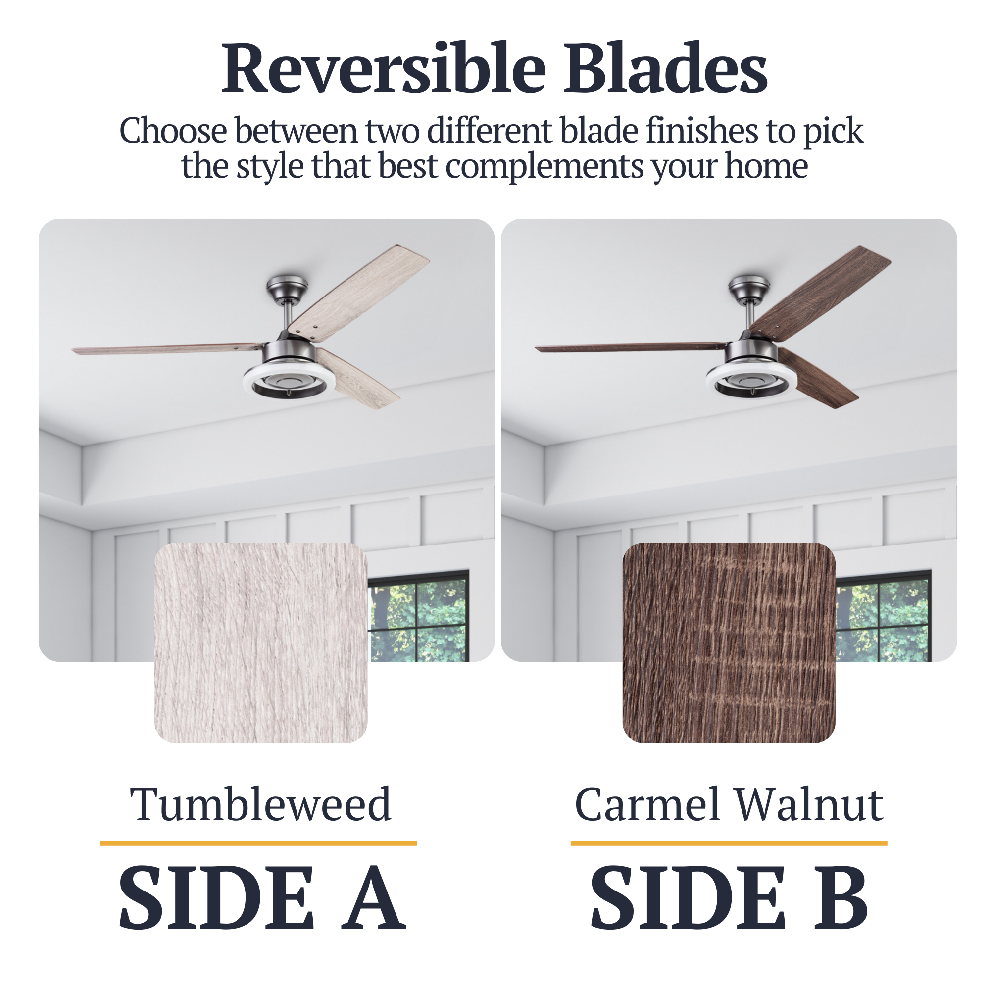 52 Inch Orbis Ceiling Fan with Remote Control in Gun Metal Finish - Perfect for Living Room, Bedroom, and Outdoor Spaces