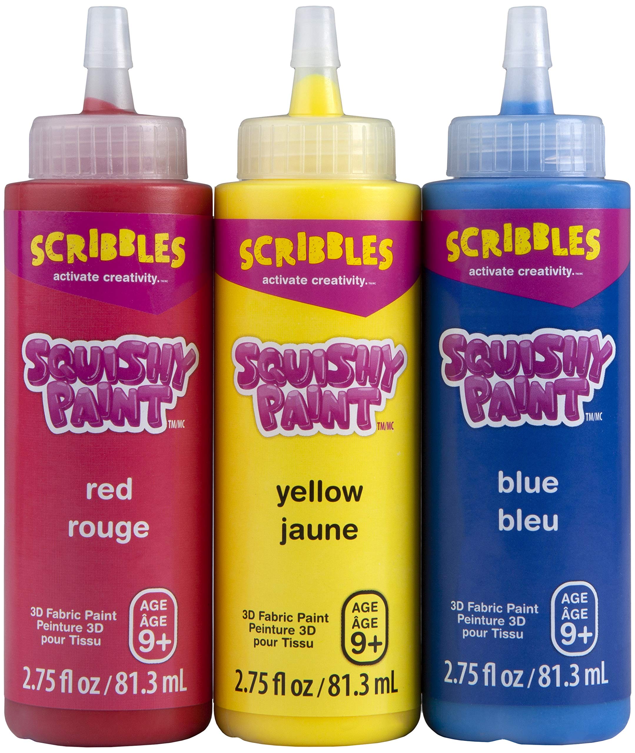 3 Pack Scribbles Super Dimensional Squishy Paint - Primary Colors (Red, Blue, Yellow) for Kids Art Projects, DIY Crafts & Sensory Play