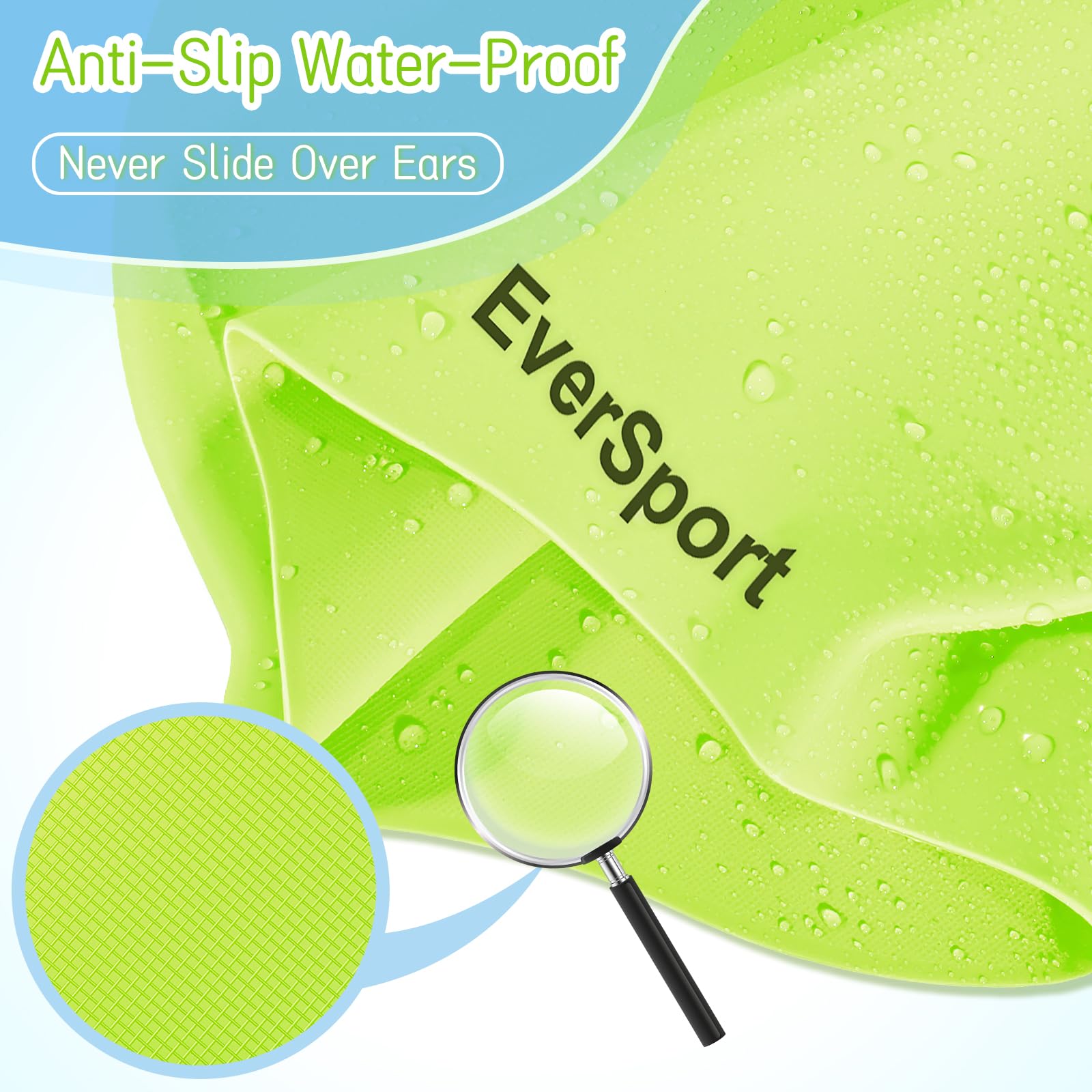 EverSport Kids Swim Cap for Girls 6-14 Years - Large Silicone Swimming Cap for Long Hair & Braids - Keeps Hair Dry - Perfect for Pool, Beach & Swim Lessons