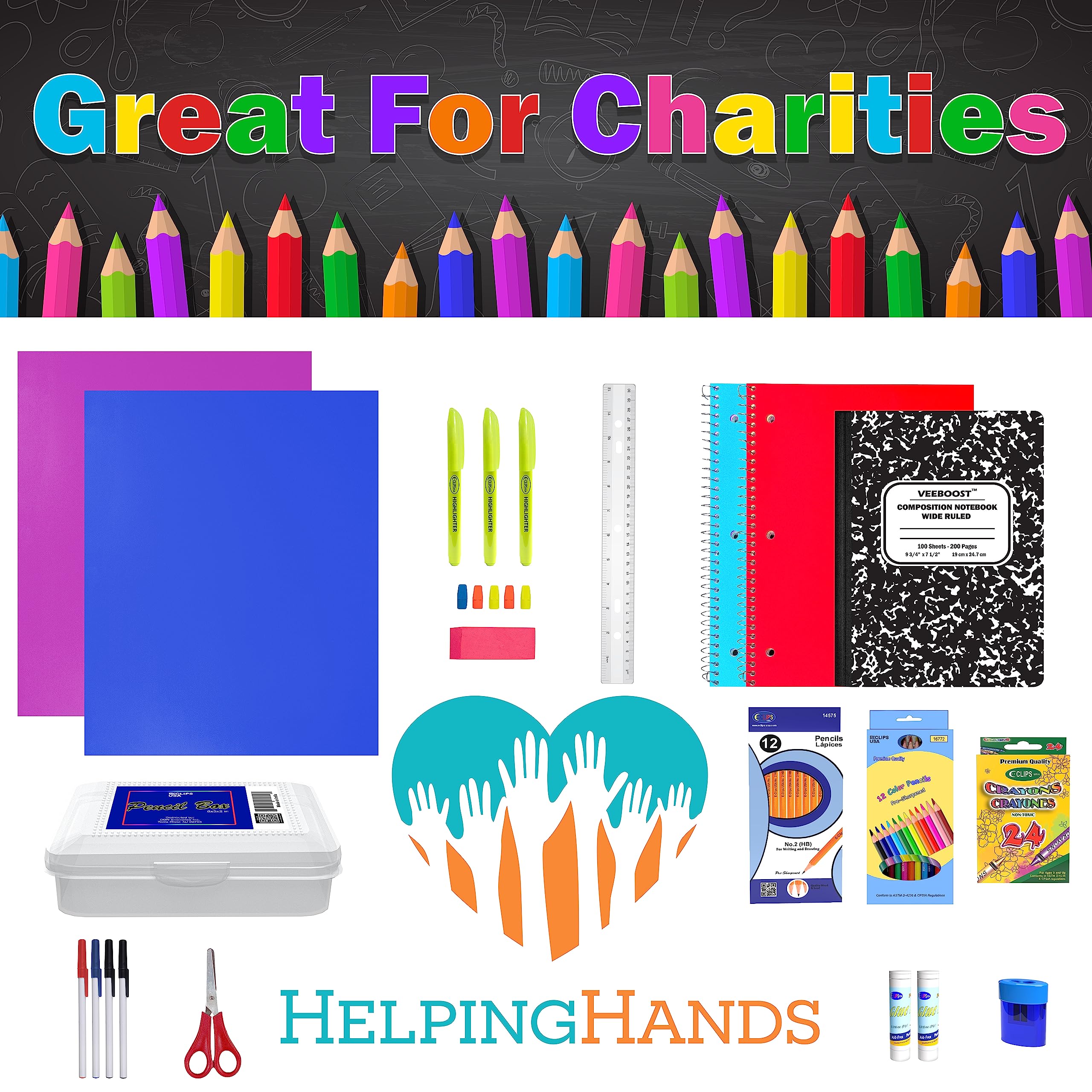 Kids School Supplies Box - Back to School Essentials Bundle Kit for Girls & Boys | Perfect for Classroom, Homeschooling & Study Organization