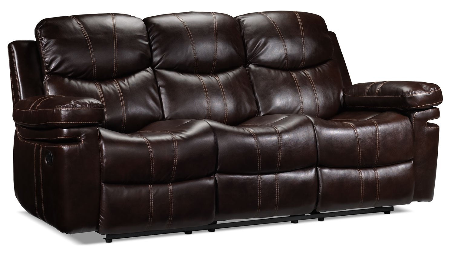Barcelona II Reclining Sofa in Dark Brown - Premium Leather Living Room Furniture for Home Theater & Family Relaxation