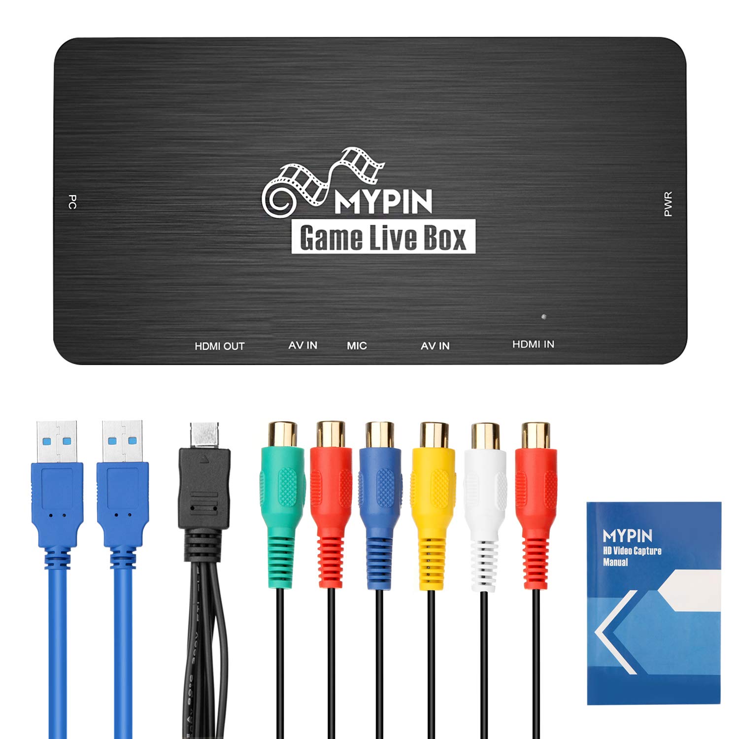 4K HDMI Game Capture Card for PS5, Xbox Series X & Switch - USB 3.0 Live Streaming Device with 1080P@60fps Recording, HDMI/AV/YPbPr Input - Perfect for Twitch, YouTube Gaming & Esports Broadcasts