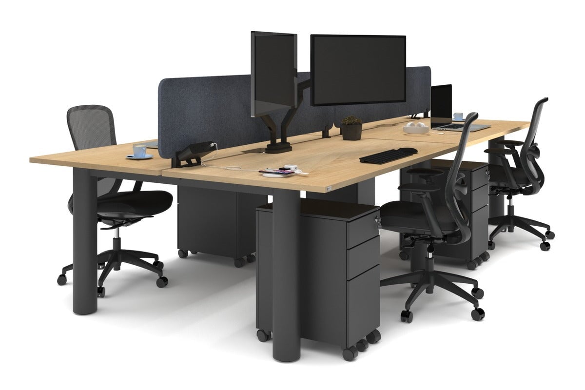 Quadro Cylinder Leg 4-Person Office Workstation Desk - 1800L x 800W with Cable Management - Perfect for Collaborative Workspaces & Open Office Environments