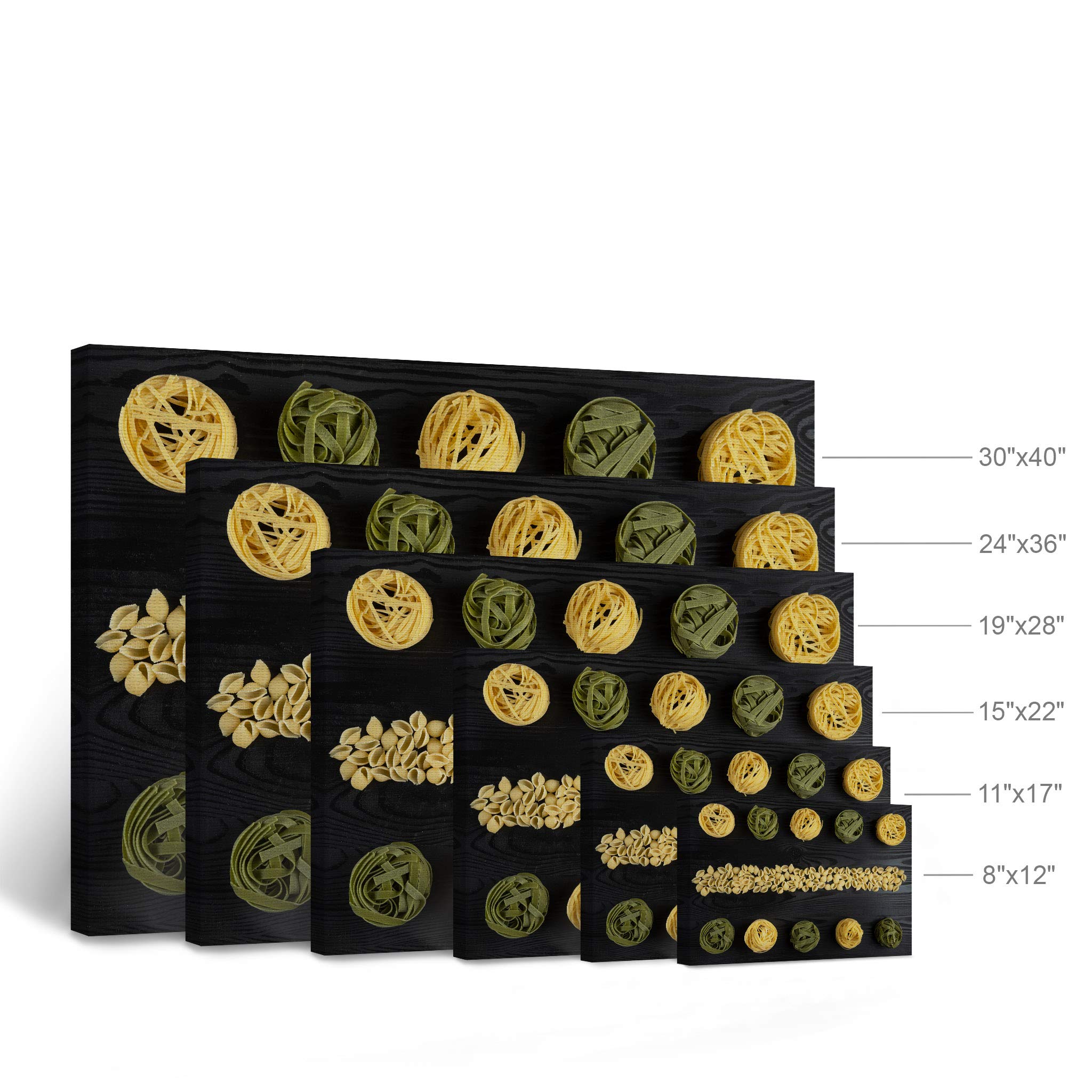 Smile Art Design Italian Pasta Varieties Rustic Kitchen Canvas Wall Art Print - 24x36 Inch Ready to Hang Painting for Restaurant, Cafe, Dining Room & Farmhouse Decor - Perfect Modern Housewarming Gift for Food Lovers & Italian Cuisine Enthusiasts