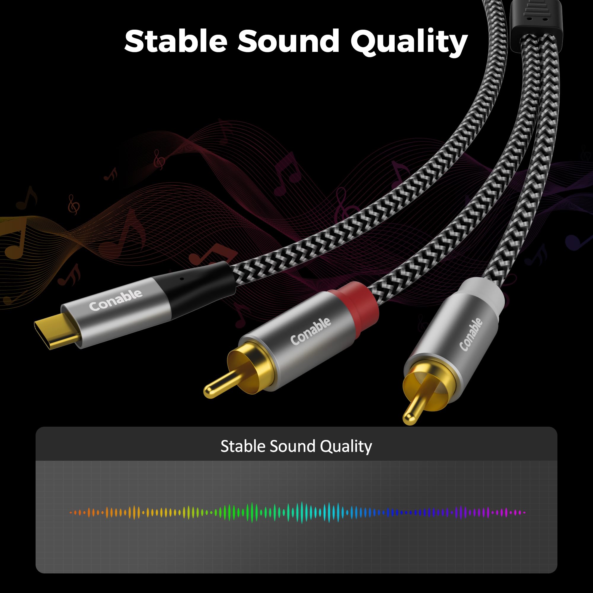 USB C to RCA Audio Cable 10FT - USB Type-C to 2RCA Adapter for iPhone 15, Galaxy S24 - High Quality USB-C to 2 Male Y RCA Splitter - Compatible with Home Theater, DVD Player, Car Stereo & Speaker Systems - Perfect for Music Streaming, Gaming & Audio Setup