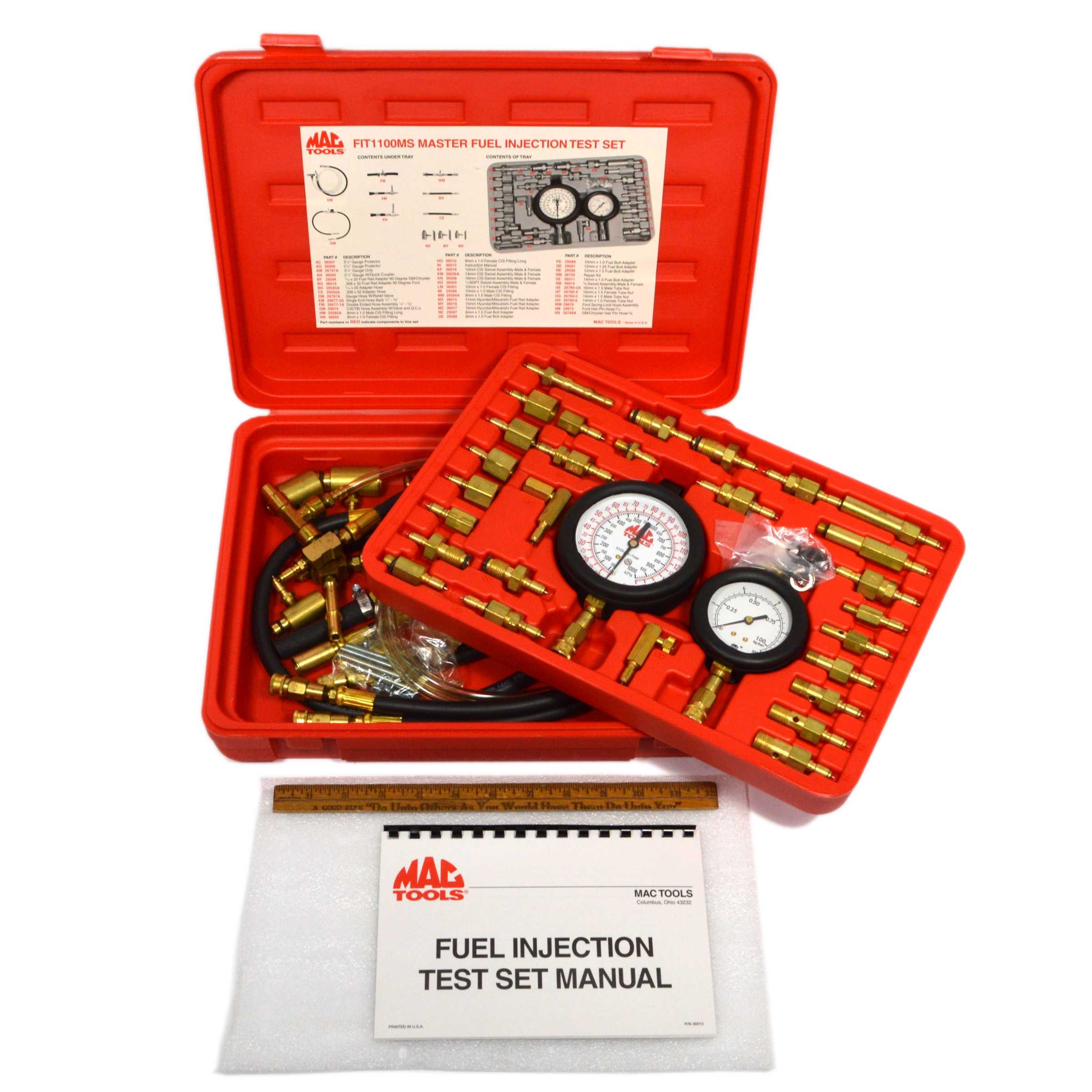MAC TOOLS FIT1100MS Fuel Injection Tester Set - Complete Kit for Professional Automotive Diagnostics | Used in Excellent Condition | Perfect for Mechanics & DIY Car Repair
