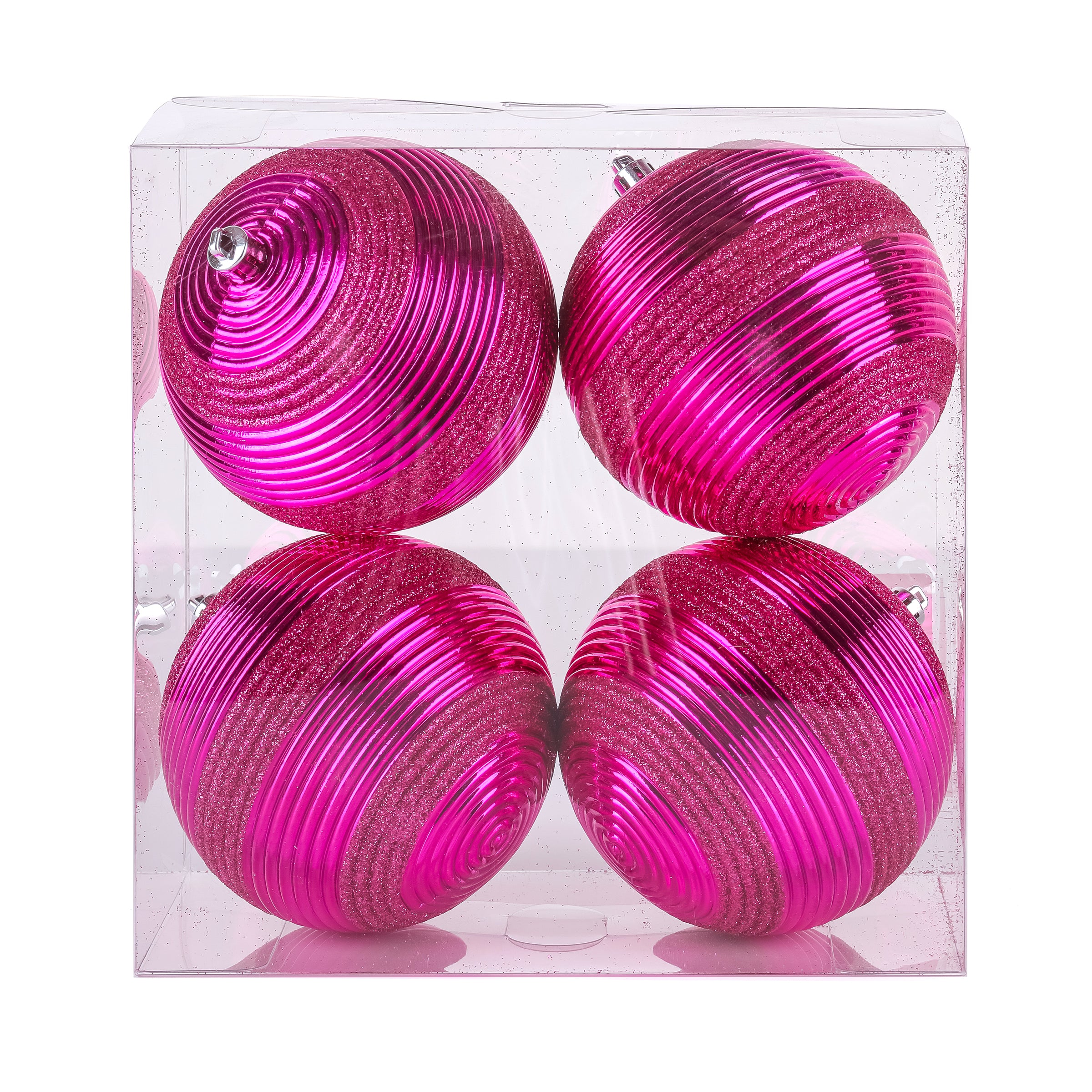 4 Piece Shatterproof Swirling Pink Christmas Tree Ornaments - Durable Holiday Decor for Indoor & Outdoor Use - Perfect for Xmas Tree, Party, and Home Decoration
