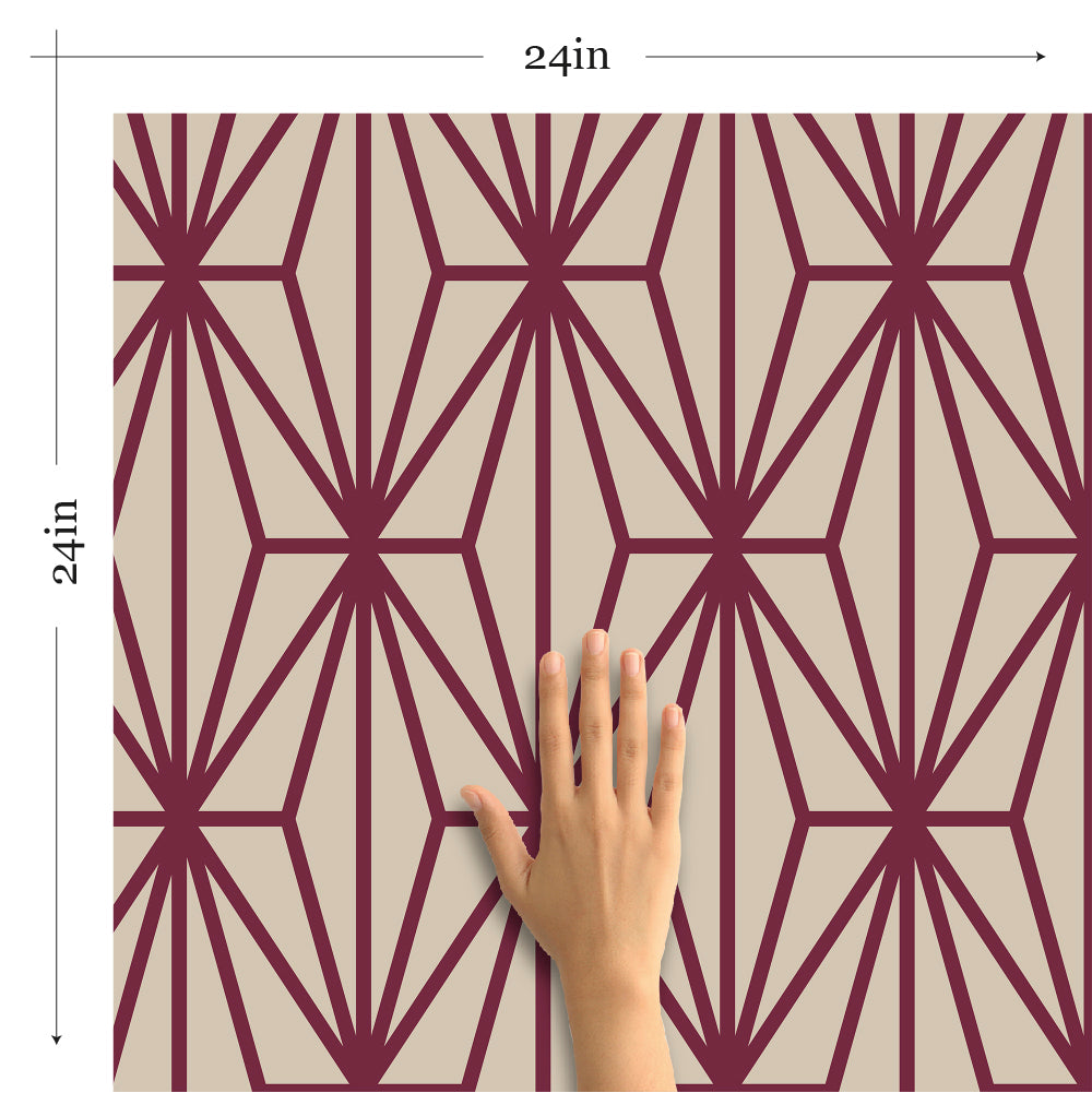 Violet and Beige Diamond Geometric Peel and Stick Removable Wallpaper - Self-Adhesive Decorative Wall Covering for Bedroom, Living Room, Nursery, and Office Decor