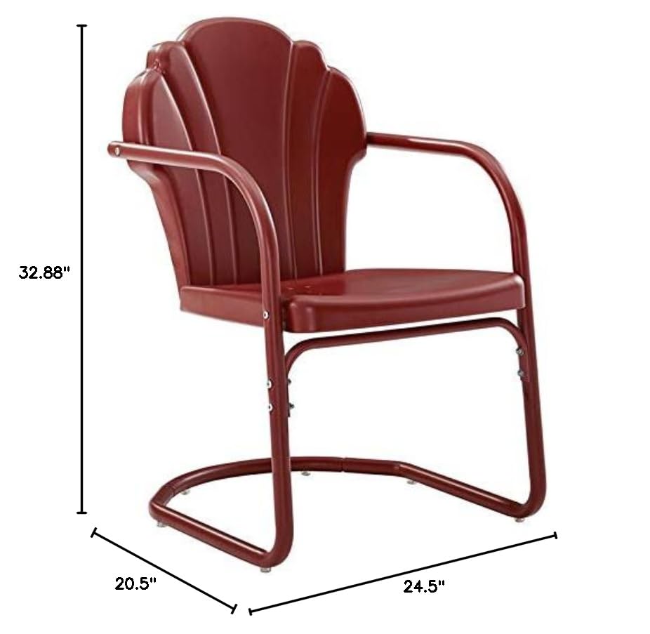 Dark Red Satin Steel Metal Outdoor Chairs (Set of 2) - Patio, Garden, Poolside & Backyard Seating Furniture for Relaxing