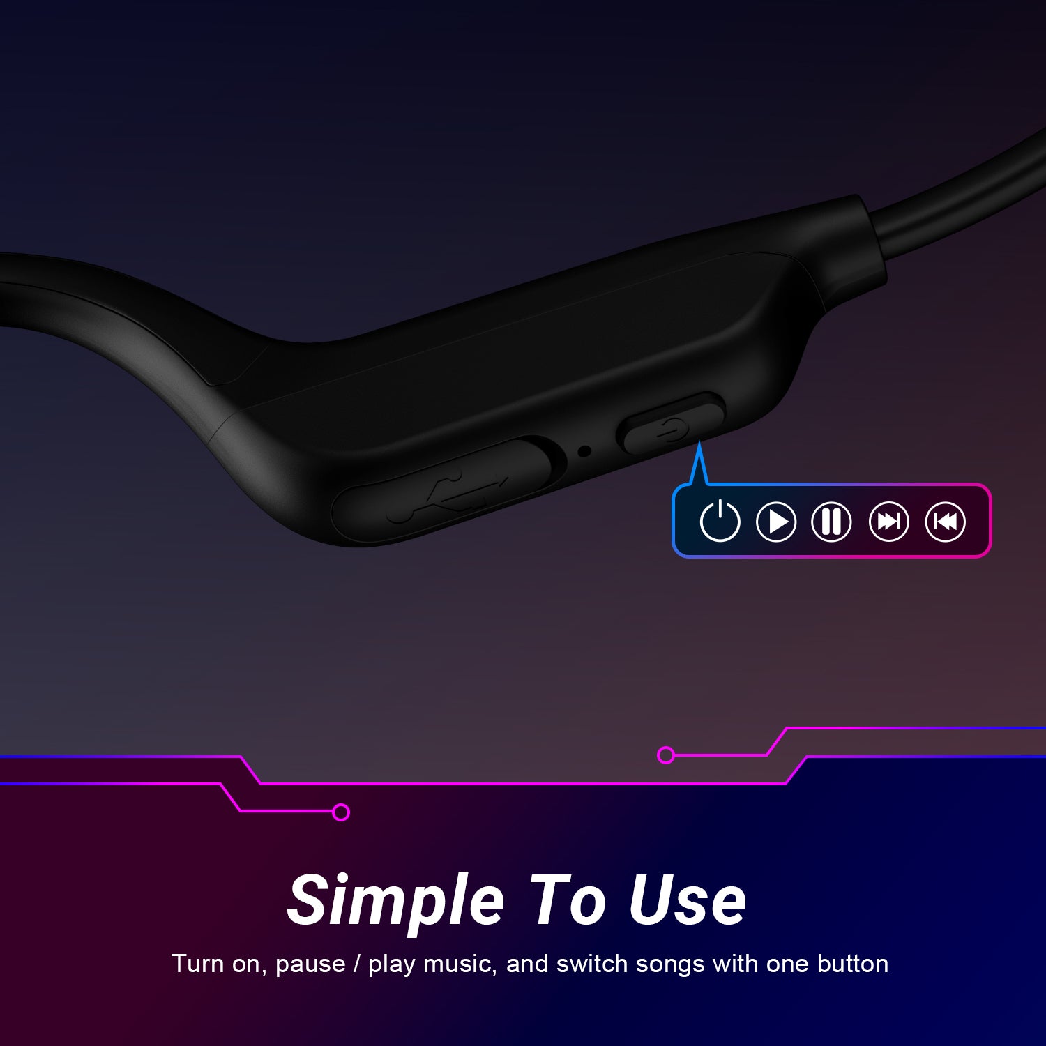 August EP410 Bone Conduction Bluetooth Headphones - Wireless Open-Ear Sport Headset for Running, Cycling, Gym Workouts & Outdoor Activities - Sweatproof & Comfortable for Commuting, Hiking & Daily Use