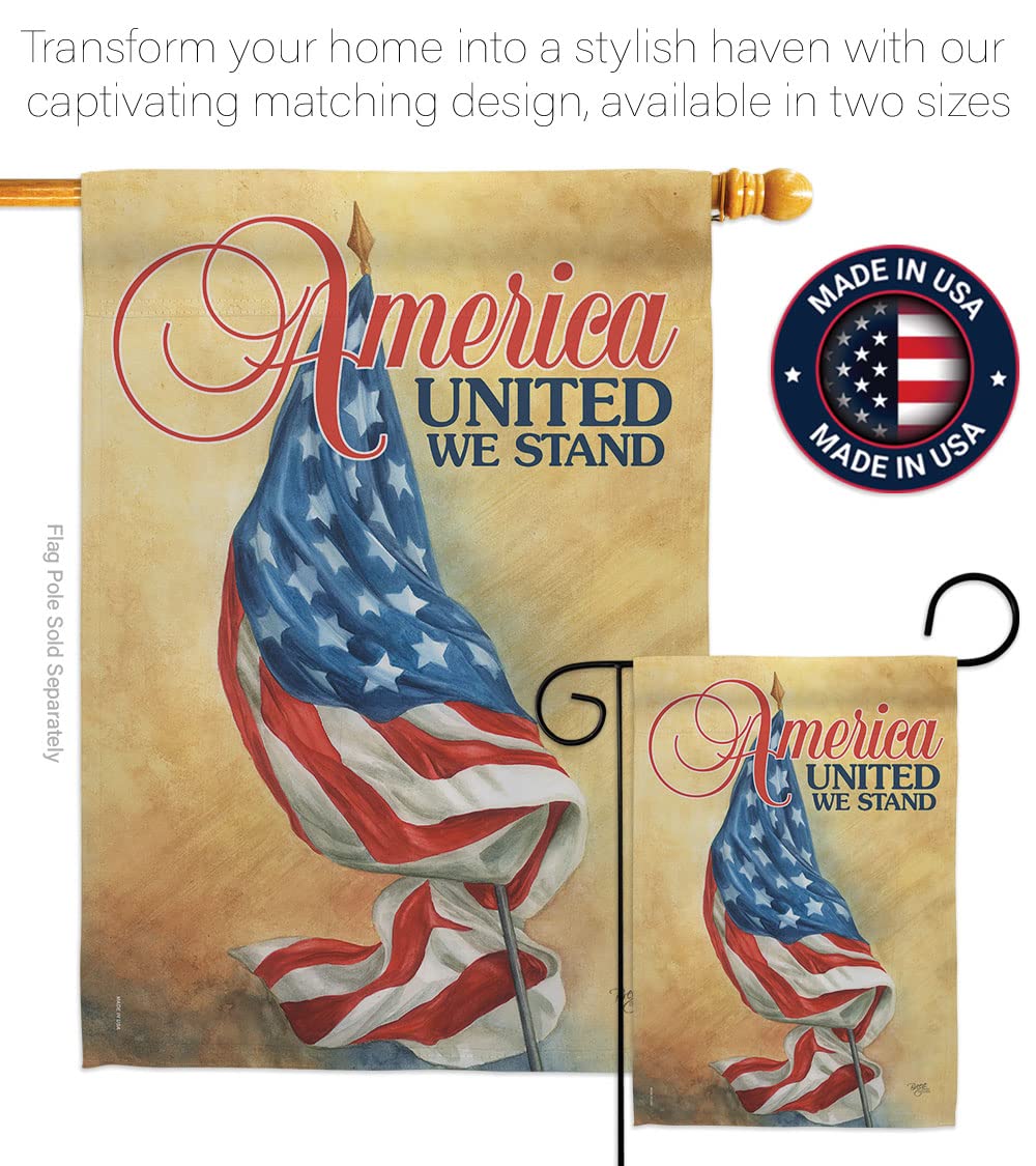 Patriotic Americana House Flag Set 28x40 with Pole - Outdoor Decor