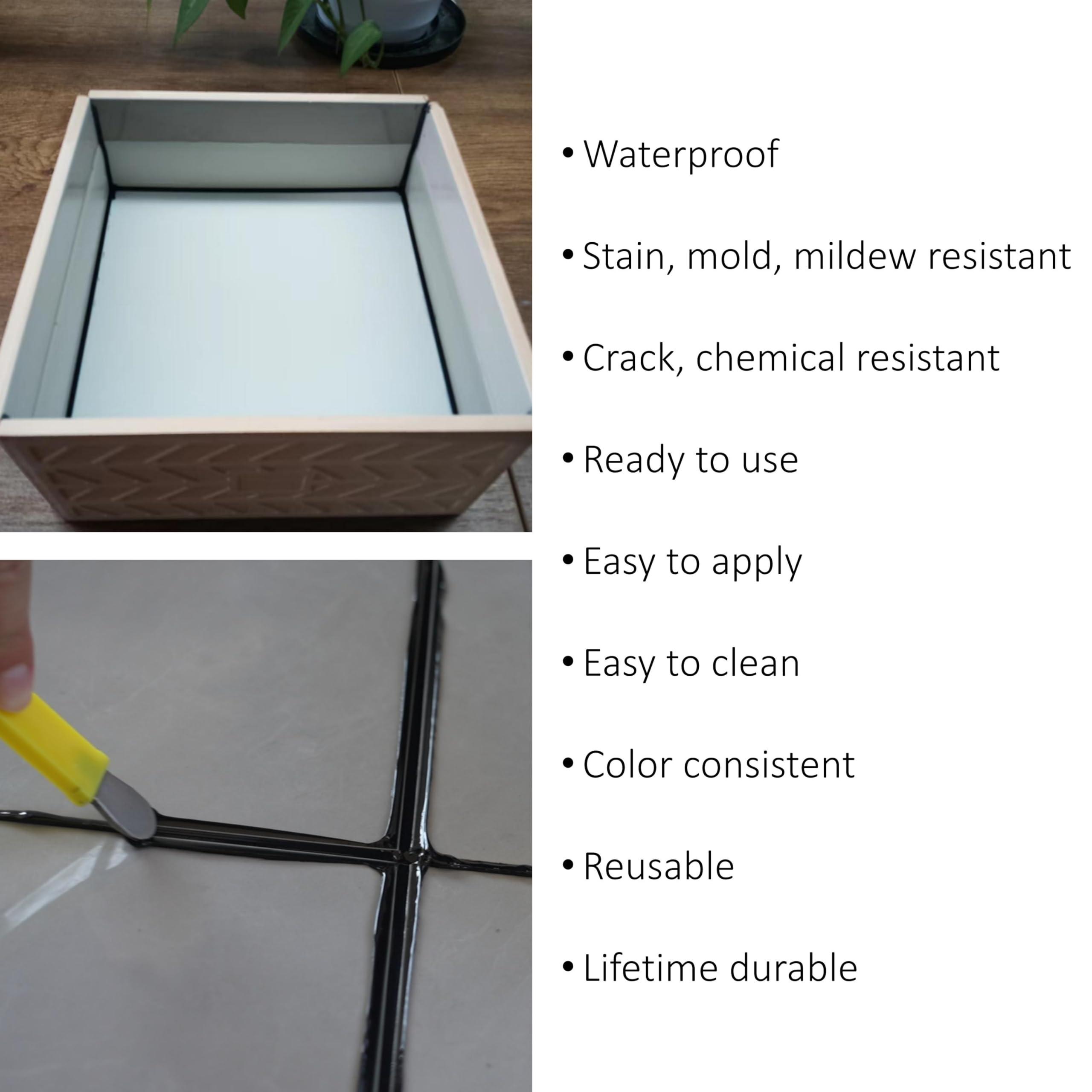 Premium Epoxy Grout for Tile & Stone - Waterproof, Stain & Mold Resistant, Crack & Chemical Proof for Floors & Walls - Ready to Use, Easy to Apply & Clean (Bright White, 1 Pack) - Perfect for Bathrooms, Kitchens & High-Traffic Areas
