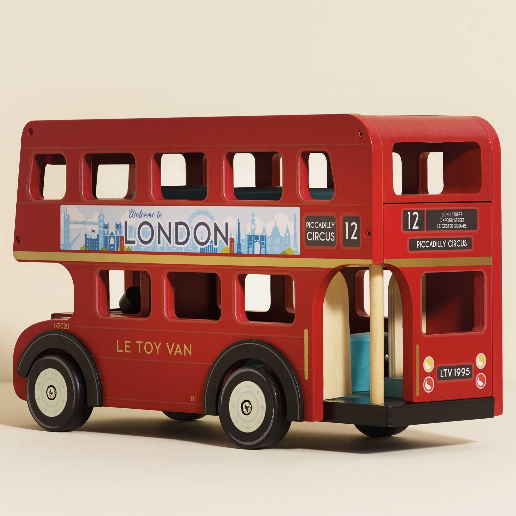 Le Toy Van London Double Decker Bus - Wooden Construction Vehicle Toy for Kids - Pretend Play & Educational Toy for Boys & Girls Ages 3+ - Perfect for Imaginative Play, Preschool Learning & Nursery Decor