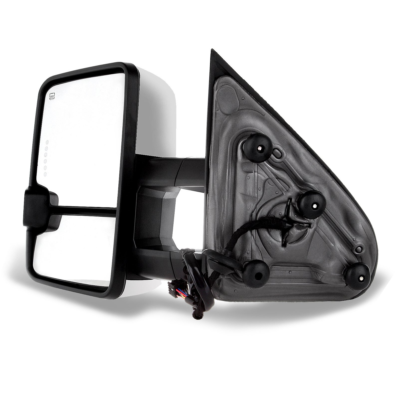 CCiyu Power Heated Towing Mirrors - Left & Right Chrome Side Mirrors Compatible with 2014-2018 Chevy/GMC 1500 & 2015-2019 Chevy/GMC 2500/3500 Trucks - Features Turn Signal Lights & Defrost Function - Perfect for Towing, Off-Roading & Winter Driving