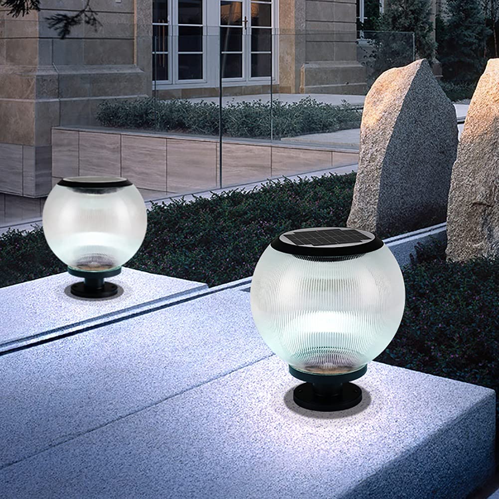 Solar Post Cap Lights Outdoor - 25cm Ball Shaped Waterproof LED Deck Lighting, Garden Pillar Lamp & Pathway Lights for Landscape, Patio, Driveway (Solar Powered) - Perfect for Backyard, Walkway, and Porch Decor