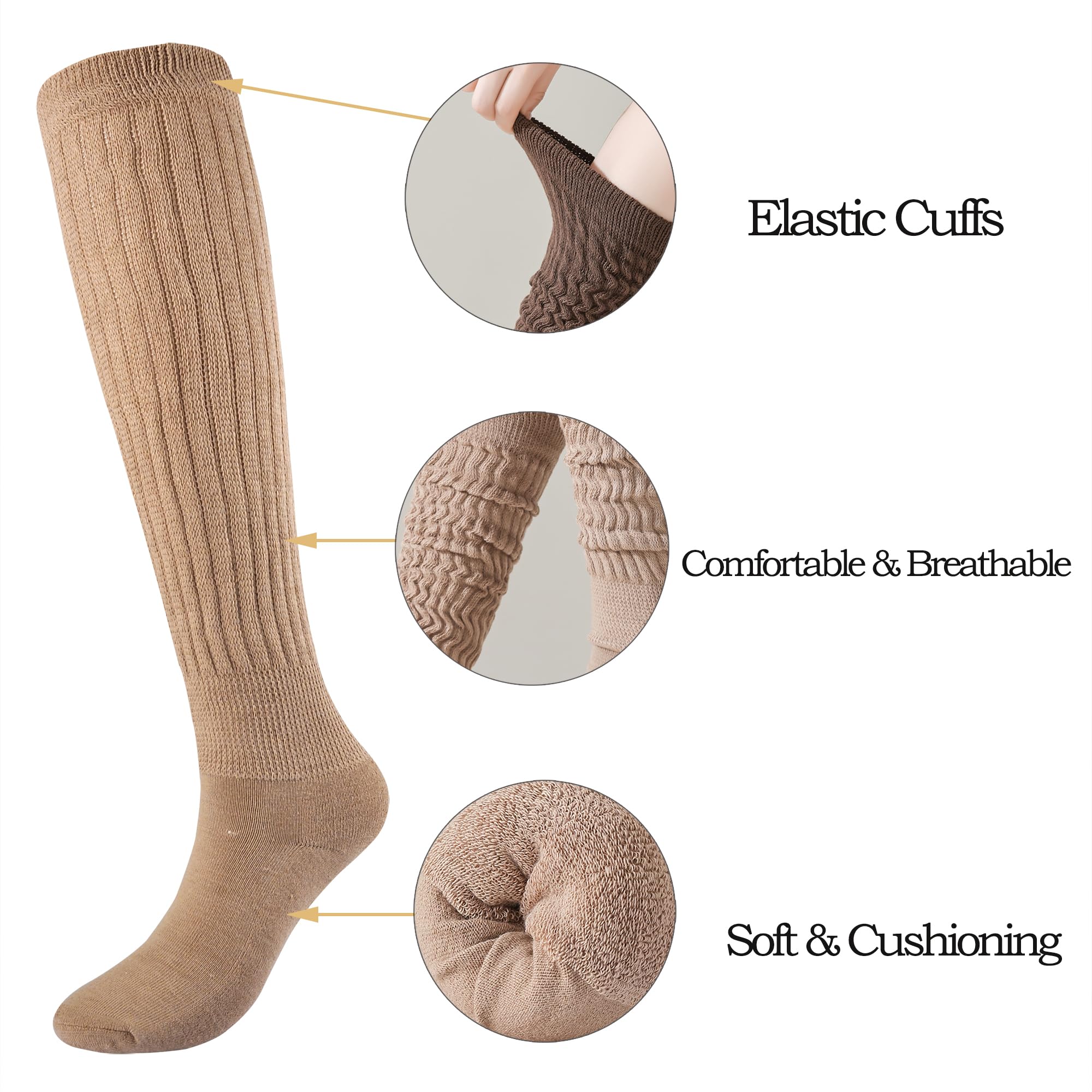 JORMATT Women's Slouch Socks - Thick Boot Socks, Soft Extra Long Knee High Scrunch Socks (Size 5-10) - Perfect for Winter Boots, Casual Outfits & Cozy Home Wear