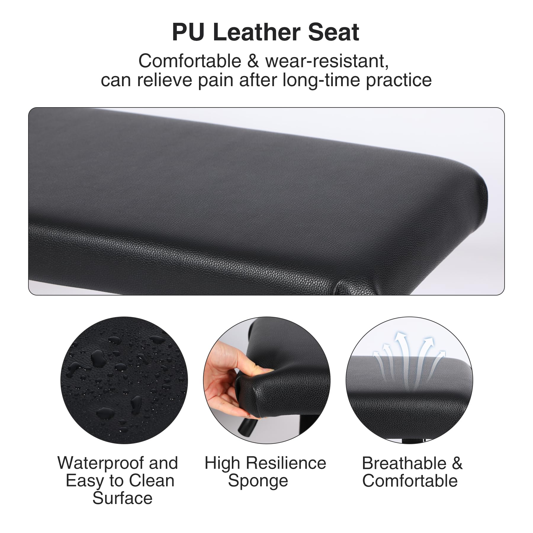Height Adjustable Hydraulic Piano Bench - 39in Heavy Duty Keyboard Stool with PU Leather Cushion for Piano & Keyboard Stands | Perfect for Home Studios, Music Classrooms & Professional Performances (Black)