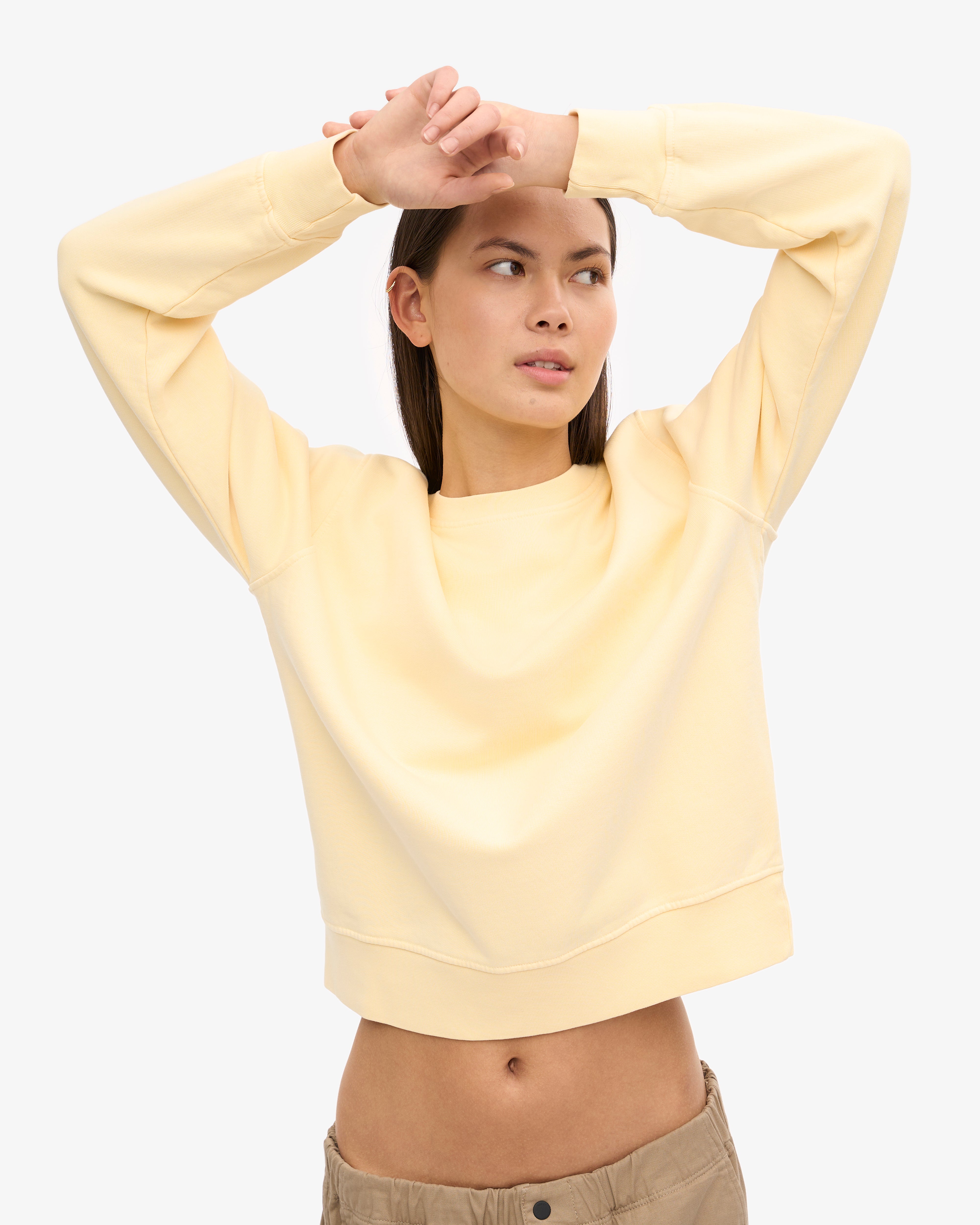 Women's Classic Organic Cotton Crew Neck T-Shirt - Soft Yellow - Casual Wear, Everyday Comfort, Eco-Friendly Fashion