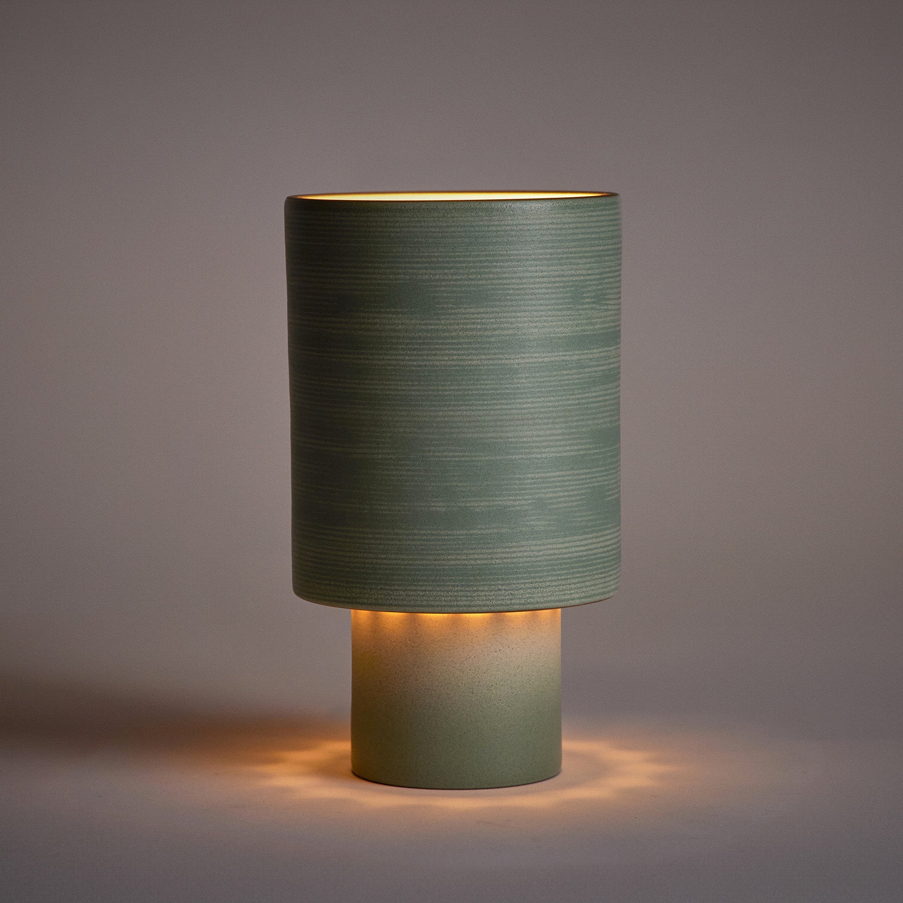 Stackable Small Table Lamp in Oat and Penny Green - Modern Bedside & Desk Lighting for Home Office, Living Room, and Dorm Decor