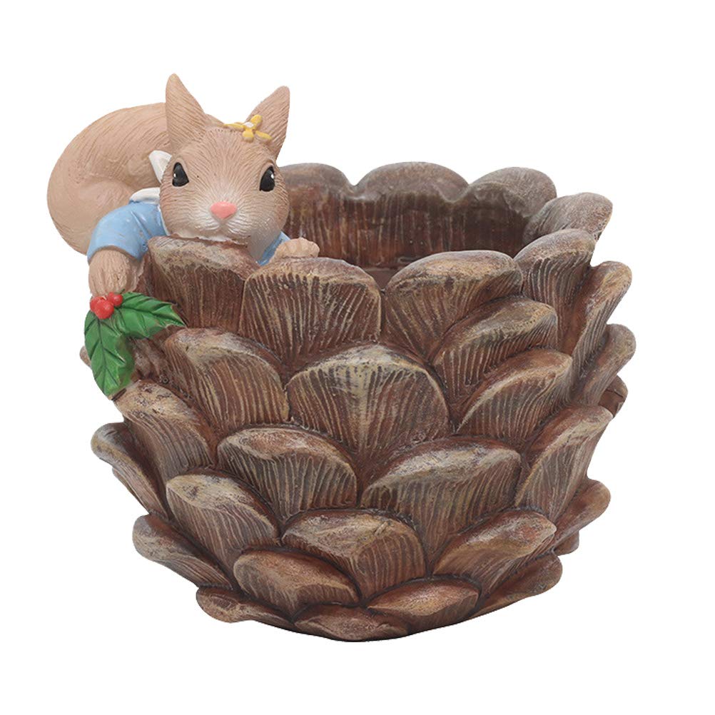 DOITOOL Squirrel-Shaped Resin Flower Pot - Cute Succulent Planter for Indoor Plants, Home Decor, and Garden Micro Landscape - Perfect for Windowsills, Office Desks, and Gift Ideas