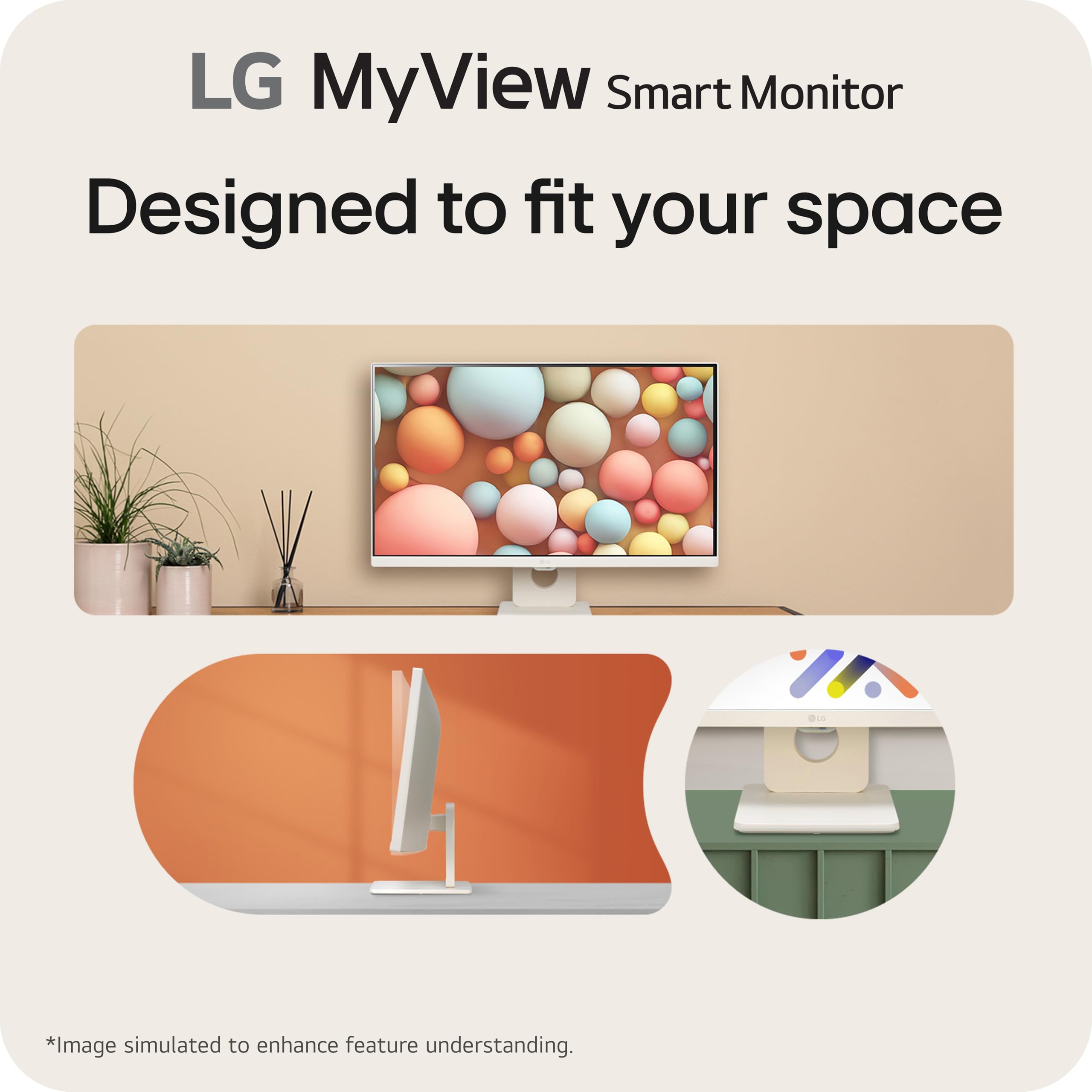 LG 25SR50F-W 25-Inch Smart Monitor - Full HD 1080p IPS Display with webOS, ThinQ Home Dashboard & App, AirPlay 2, Bluetooth, Built-in Speakers - Perfect for Home Office, Gaming & Entertainment (White)