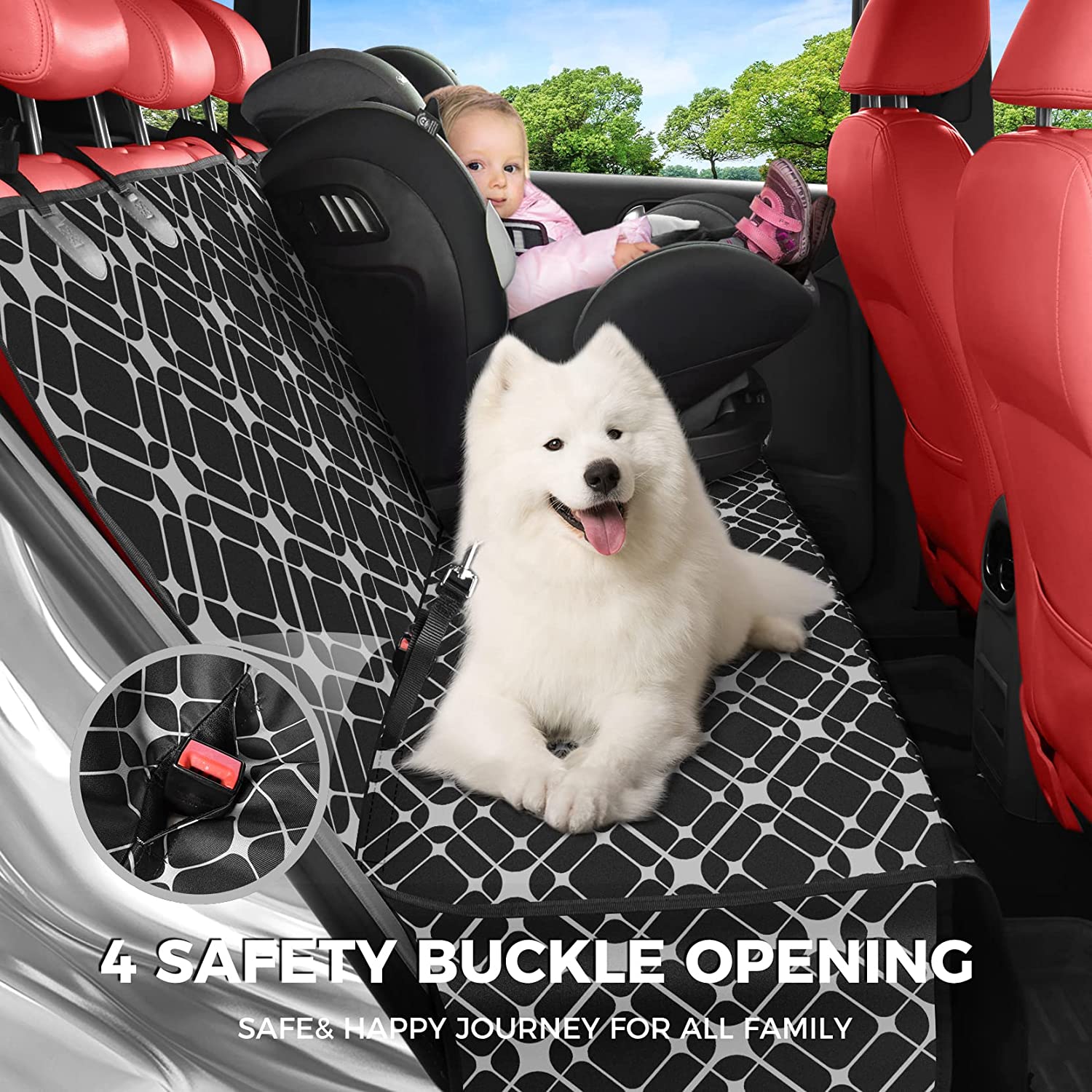Durable Waterproof Dog Car Seat Cover for Back Seat - Scratchproof SUV Pet Hammock with Mesh Window | Perfect for Travel, Outdoor Adventures & Daily Commutes