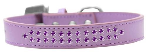 Unconditional Love Two Row Purple Crystal Dog Collar, Lavender - Size 16