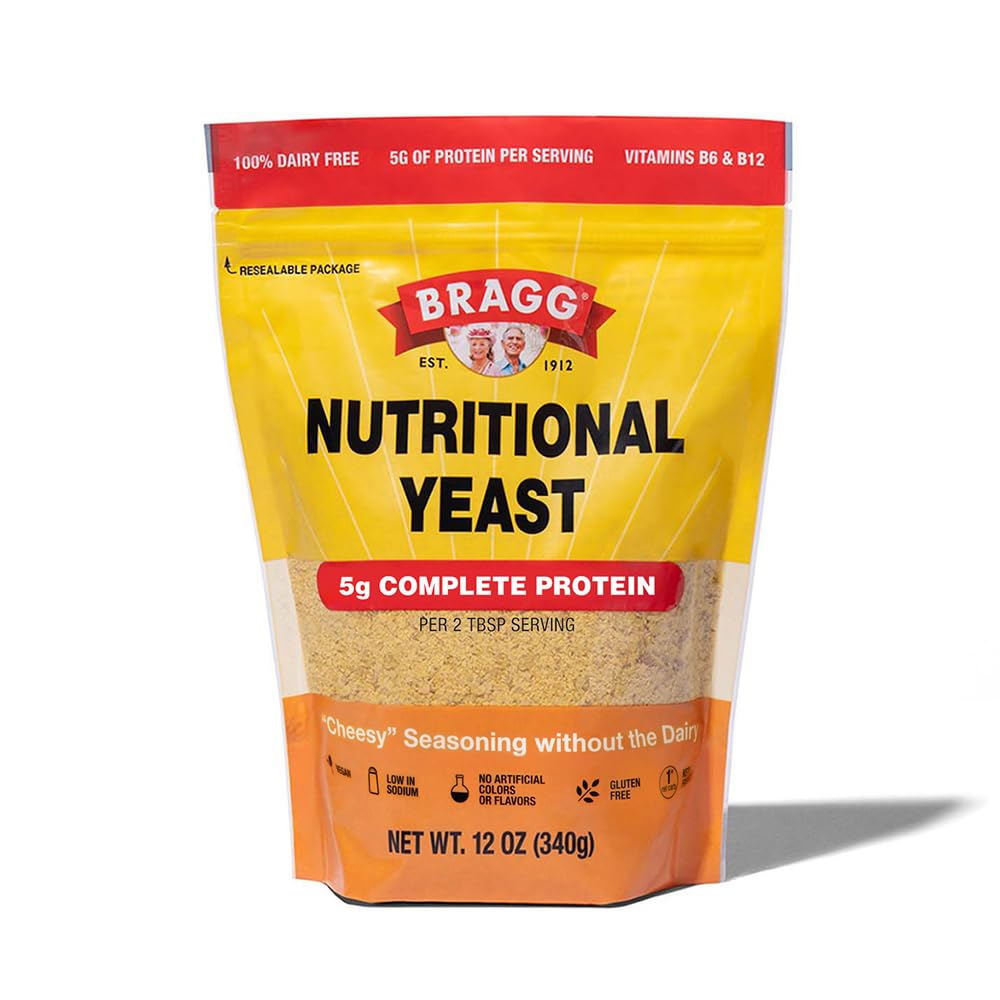 Bragg Premium Nutritional Yeast Seasoning - Vegan, Gluten-Free, High in Protein & Vitamins | Nutritious Parmesan Cheese Alternative | Original Flavor 12oz (Pack of 1) | Perfect for Popcorn, Pasta & Vegan Cooking