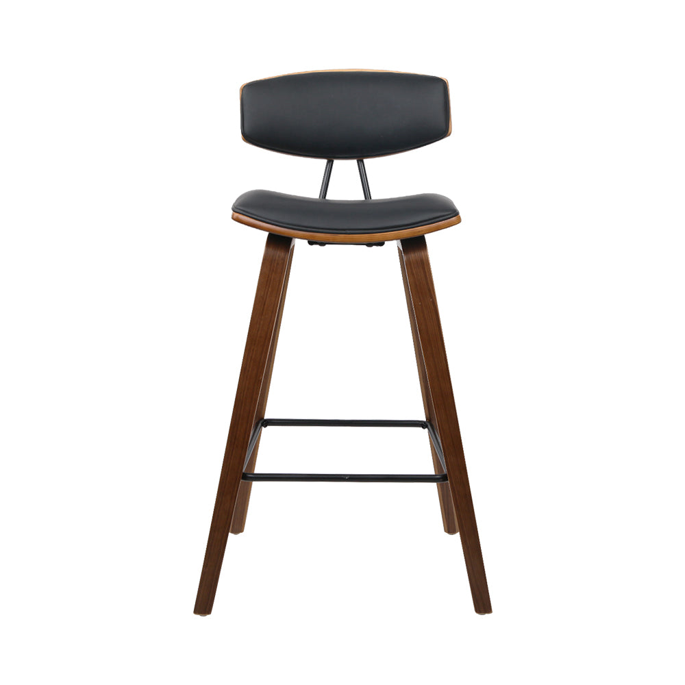 2 Bar Stools with Leather Padded Seat and Backrest - Comfortable Counter Height Stools for Kitchen Island, Breakfast Bar & Home Bar