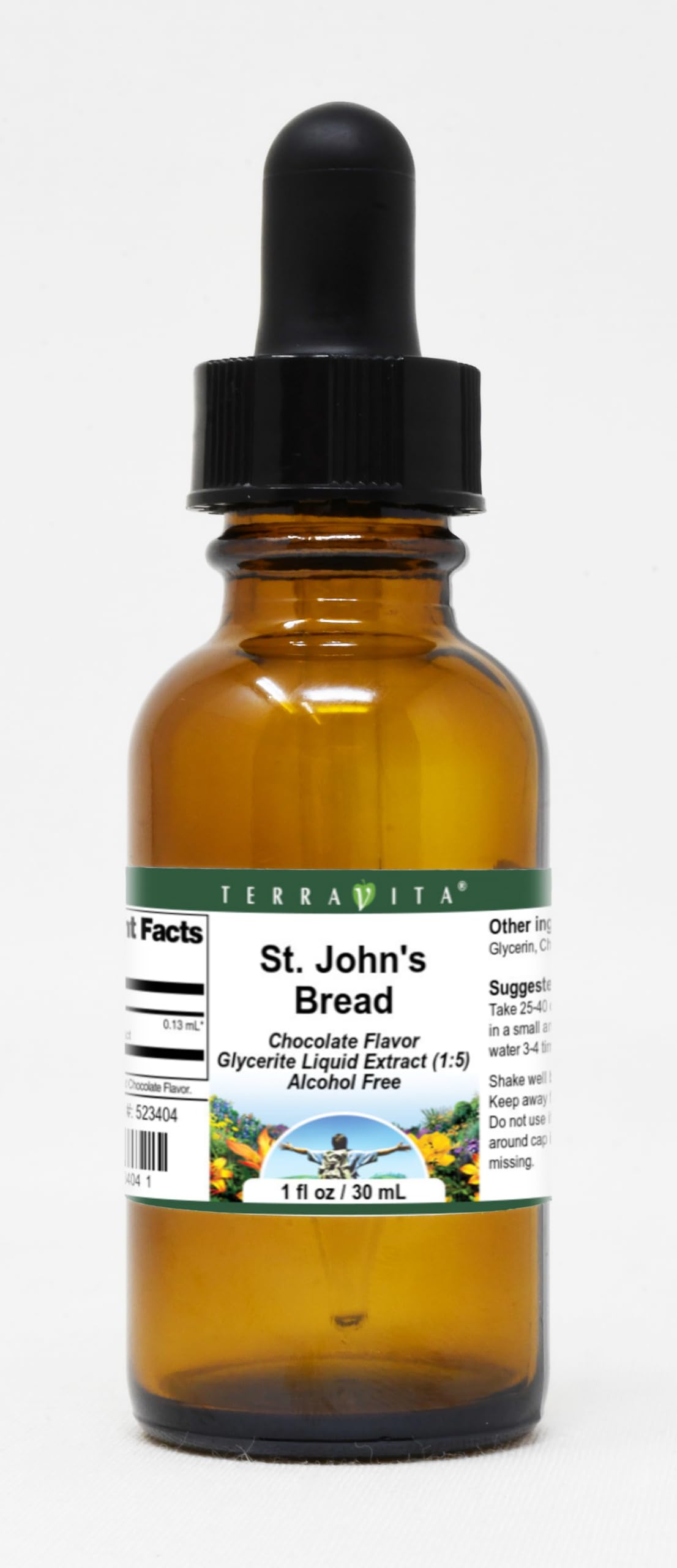Organic St. John's Bread Glycerite Liquid Extract (1:5) - Chocolate Flavored Herbal Supplement - 1oz Bottle (2 Pack) - Natural Energy Booster for Wellness & Baking Recipes
