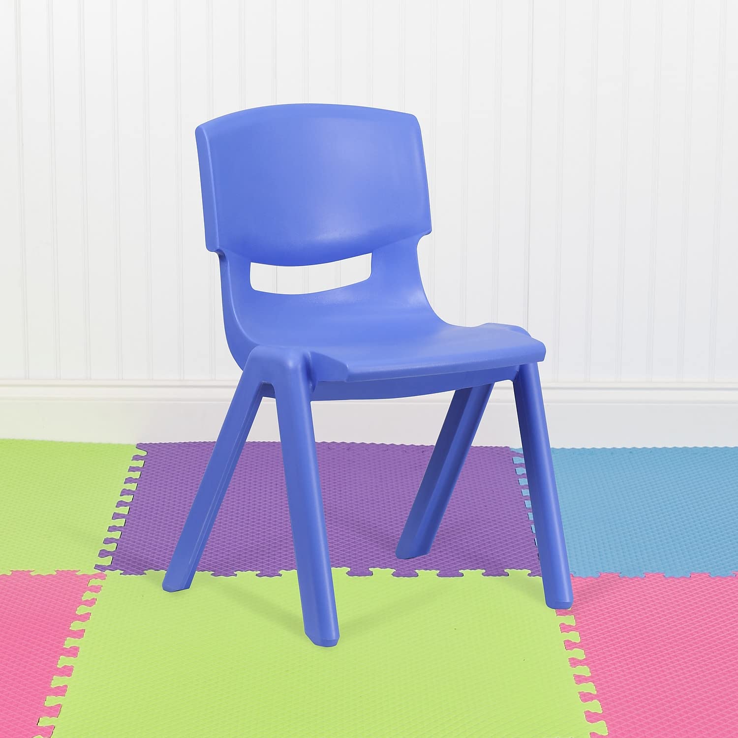 Flash Furniture Whitney 5-Pack Blue Plastic Stacking Chairs - 15.5