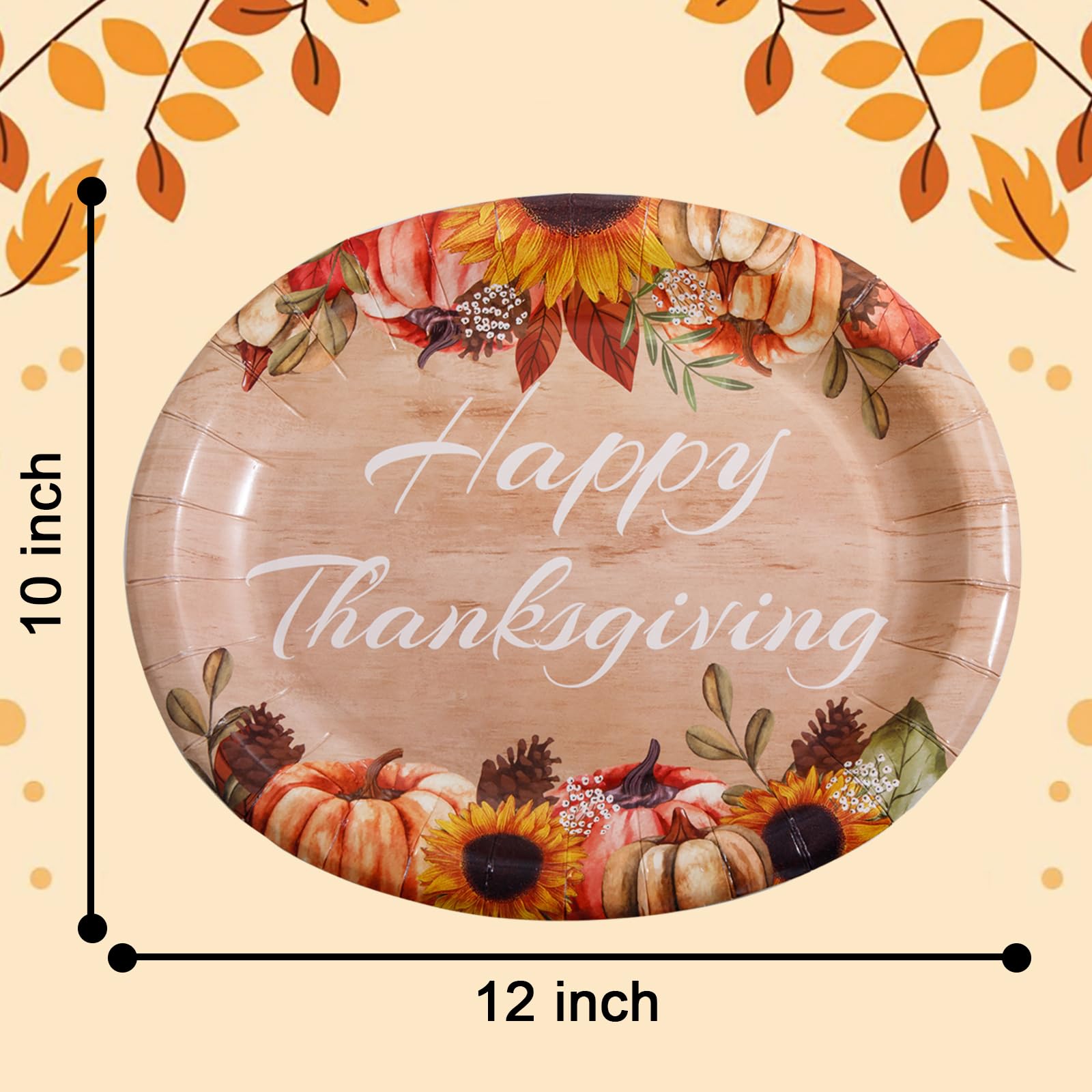 50-Pack Thanksgiving Paper Plates - 10