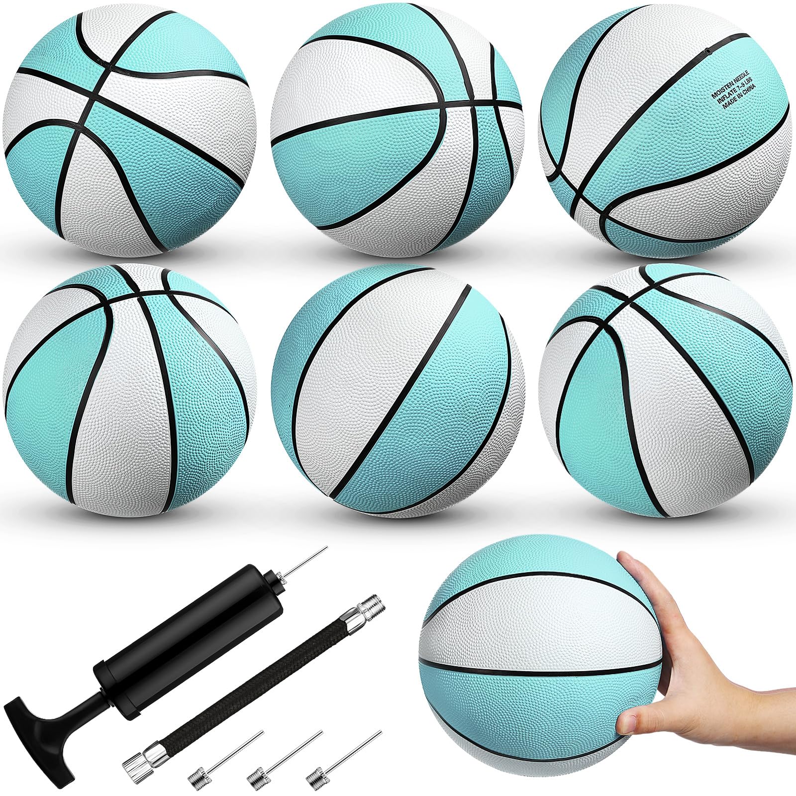 Honoson 6 Pack Waterproof Pool Basketball Set - 8 Inch Rubber Floating Basketball for Swimming Pools, Lakes, Beach Parties & Summer Games (Water Blue) - Perfect for Kids, Adults, Family Fun & Outdoor Water Activities