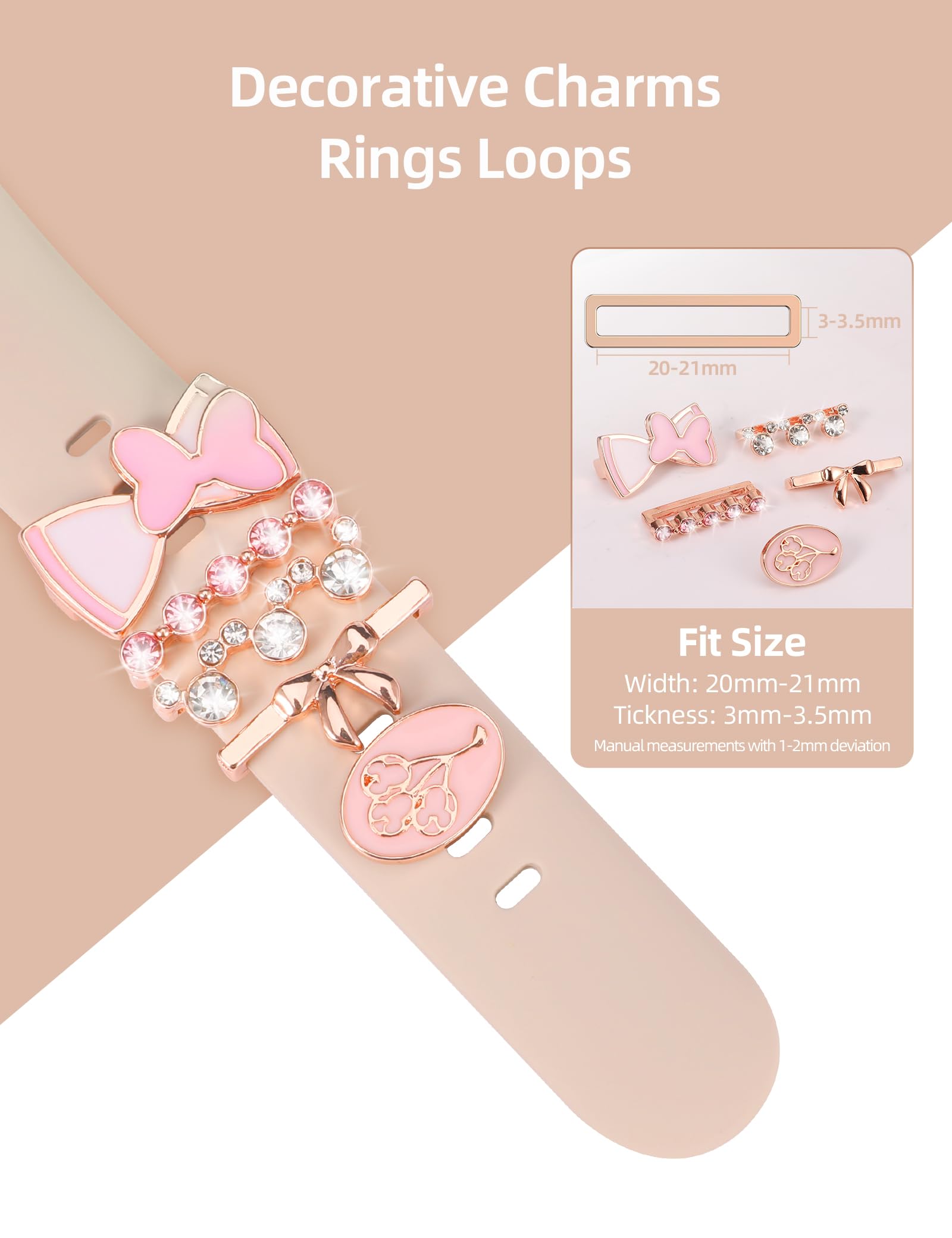 Cartoon Watch Band Charms for Apple Watch Series 8/7/6/5/4/3/2/1 - Cute Diamond Decorative Ring Loops Accessories Set, Jewelry Gifts for Women Girls (No Band) - Perfect for Daily Wear, Parties & Fashion Outfits