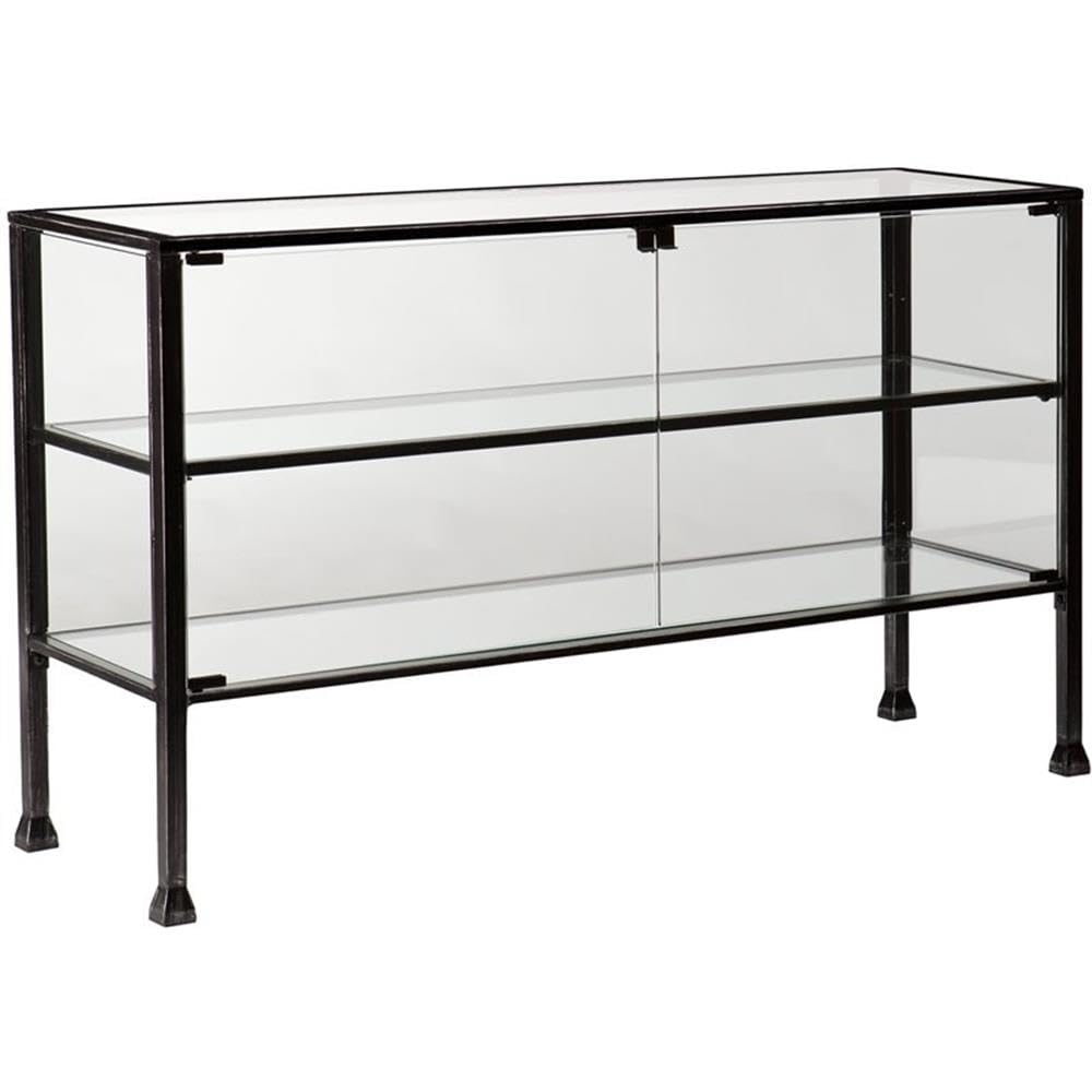 SEI Furniture Black Terrarium Display Console Table - Modern Entryway Table for Living Room, Hallway, or Office Decor