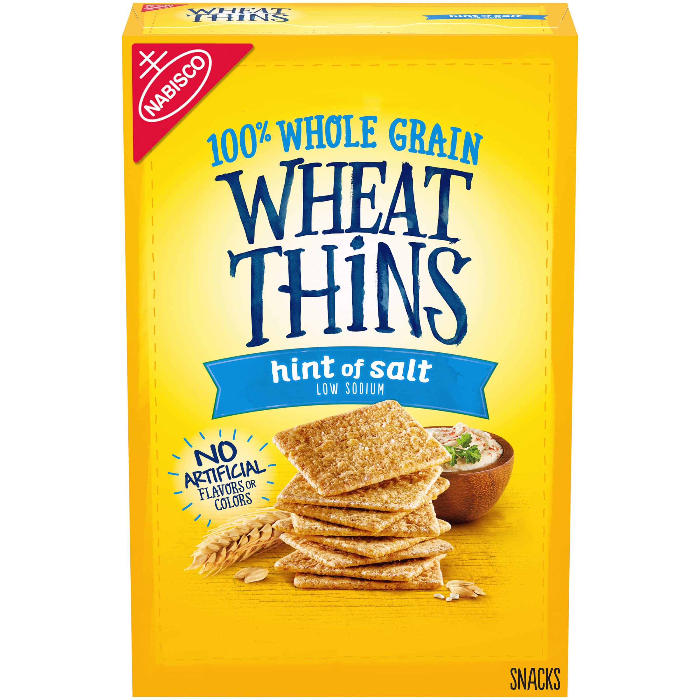 Wheat Thins Low Sodium Whole Grain Crackers with Hint of Salt - Healthy Snack for Adults & Kids - Perfect for Lunch Boxes, Office Snacks & Party Platters (8.5 oz)