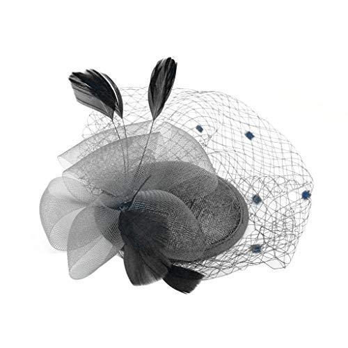 Elegant Women's Feather Fashion Hair Clip & Headband - Black Cocktail Party Hair Accessory for Weddings, Dinners & Special Events (One Size)