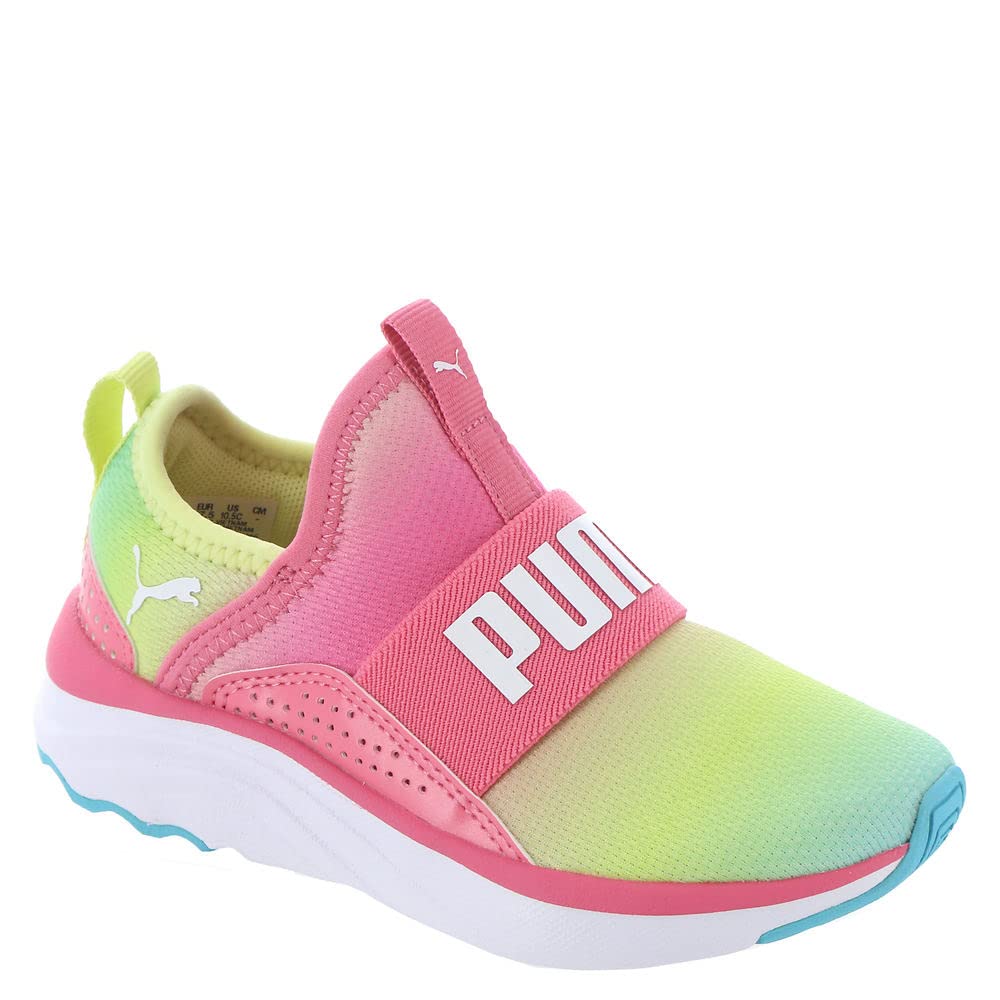 PUMA Soft Sophia Slip-On Ombre Sneakers for Little Girls - Comfortable Kids Casual Shoes for School, Play & Everyday Wear