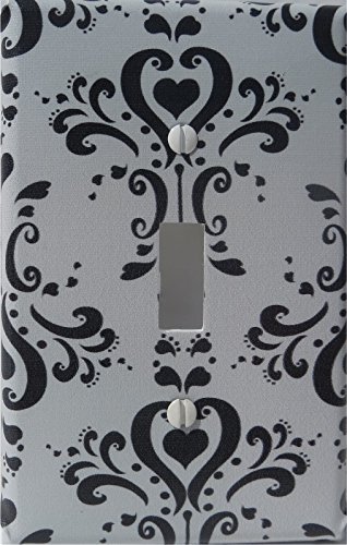 Elegant Black and Gray Damask Light Switch Cover - Single Toggle Wall Plate for Nursery, Bedroom & Home Decor - Perfect for Baby Rooms, Living Spaces and Vintage Style Interiors