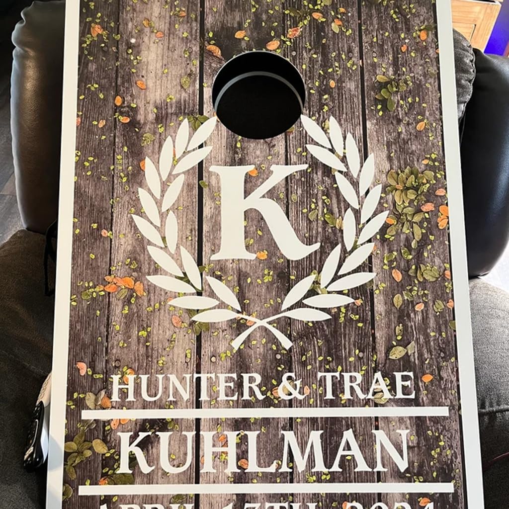 VictoryStore Custom Cornhole Game Set - Personalized Wedding Bag Toss Boards with Bags - Outdoor Lawn Games for Parties, BBQs, and Tailgating