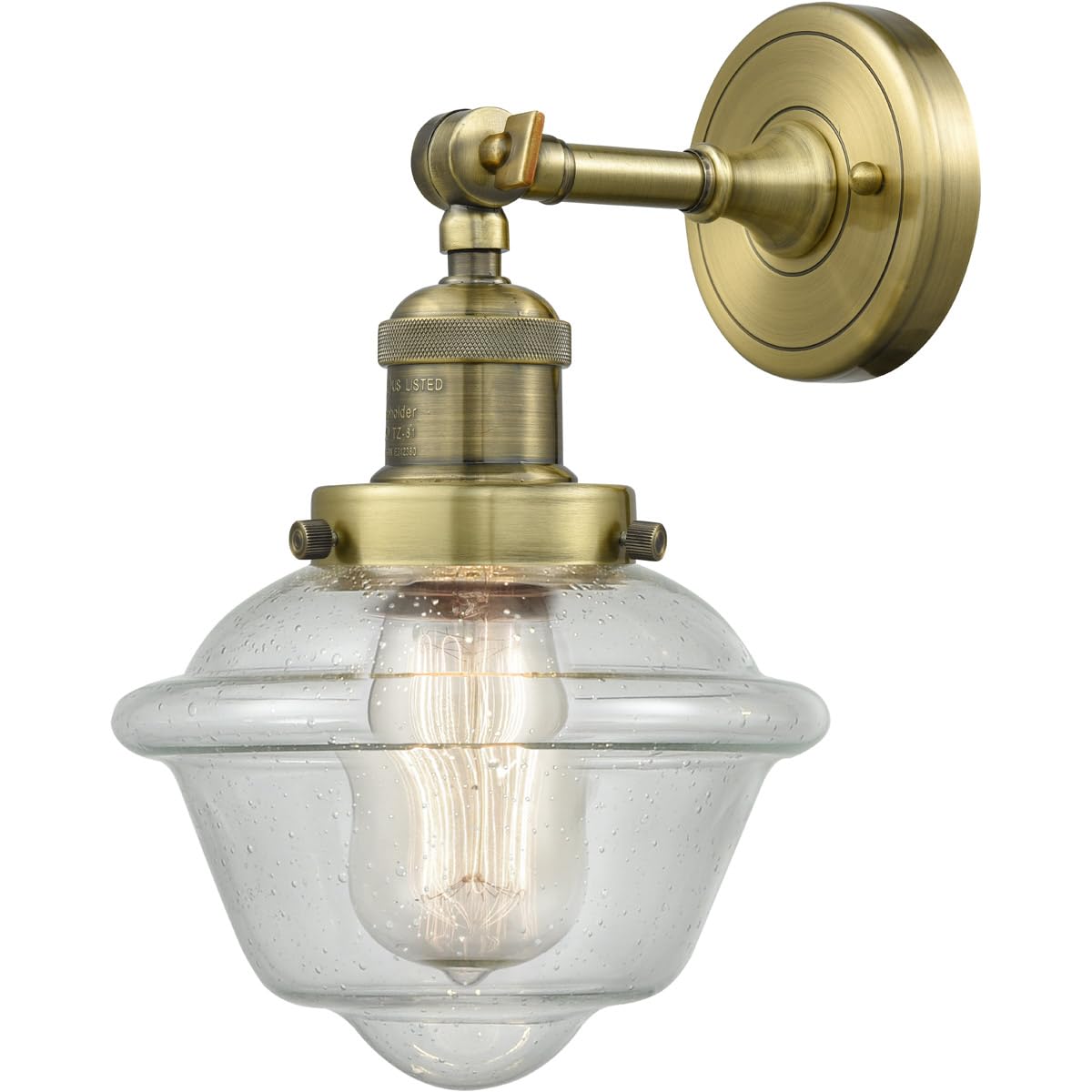 Innovations 201F-AB-G534-LED Semi-Flush Mount Ceiling Light Fixture - Antique Brass Finish, Energy Efficient LED Lighting for Bedroom, Living Room & Hallway