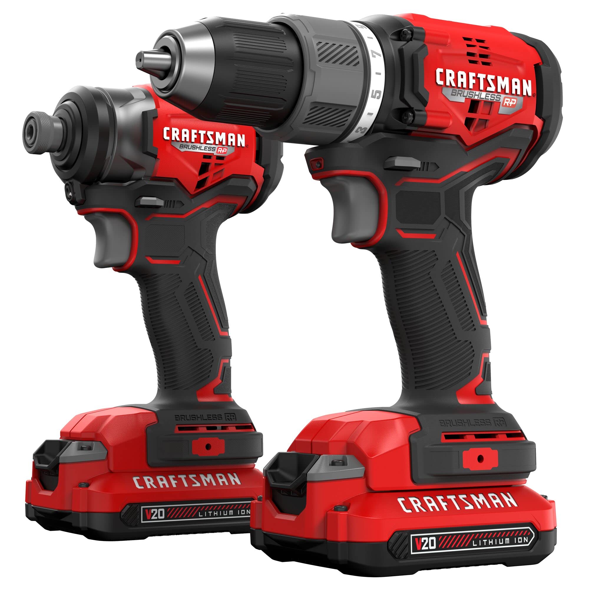 CRAFTSMAN V20 RP Brushless Cordless Drill and Impact Driver Combo Kit with 2 Batteries & Charger (CMCK211C2) - Perfect for DIY Projects, Home Repairs, and Professional Construction Work