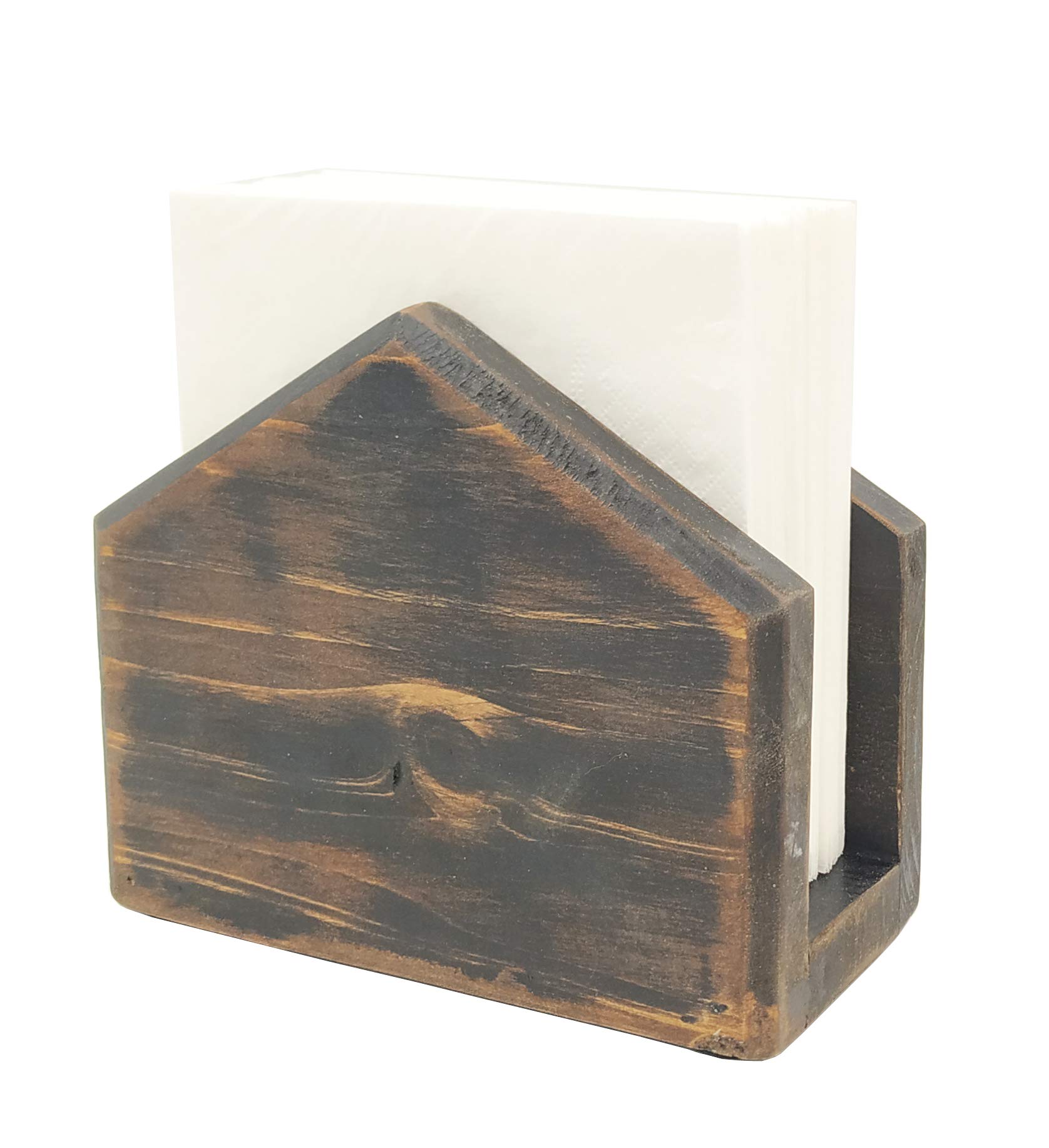 OwlGift Wooden Rustic Brown Napkin Holder - Kitchen Table Napkin Dispenser & Organizer - Rustic Dining Accessories for Home, Restaurant & Bar Decor - Perfect for Farmhouse, Wedding & Party Table Settings