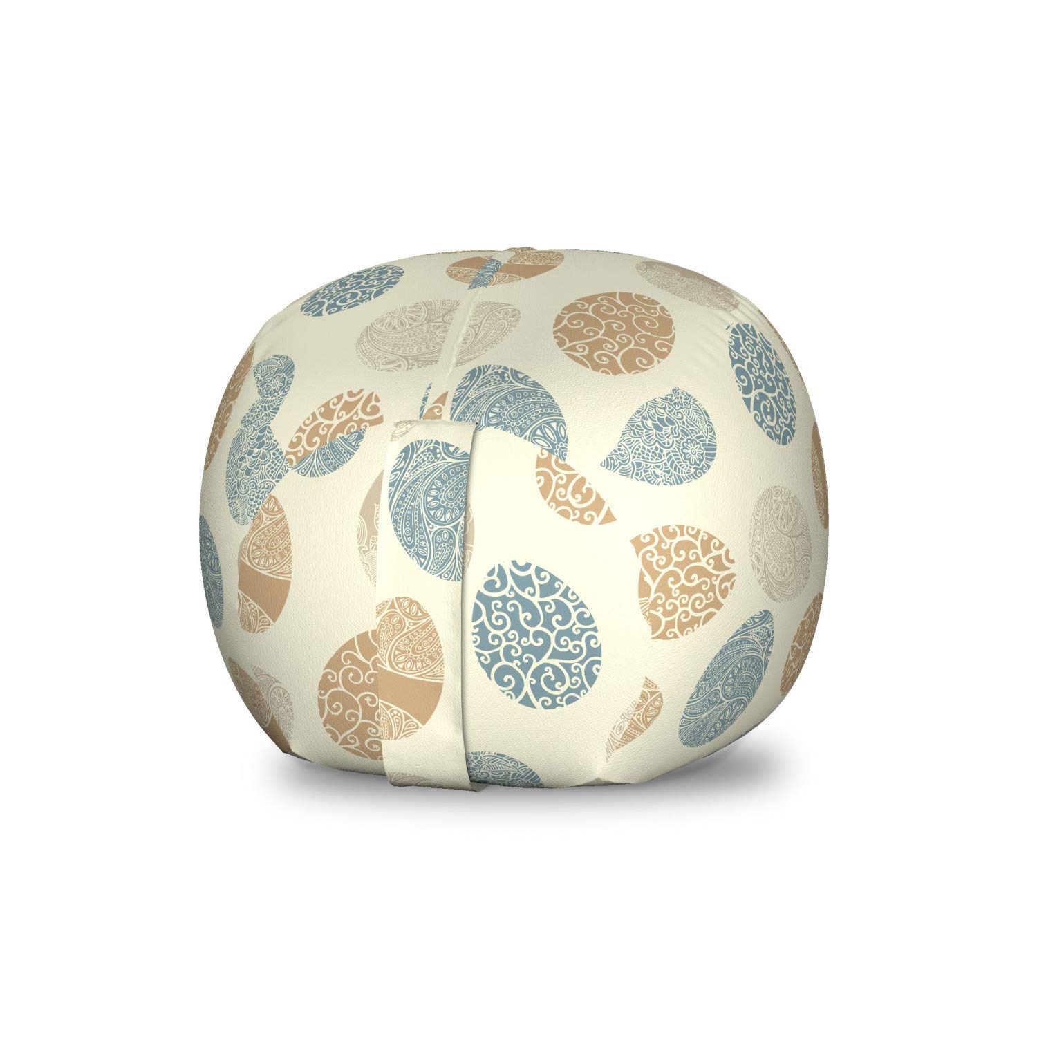 Ambesonne Easter Storage Toy Bag Chair - Floral Decor Stuffed Animal Organizer, Washable Small Size in Pale Yellow & Slate Blue - Perfect for Kids' Room, Holiday Decor & Toy Organization